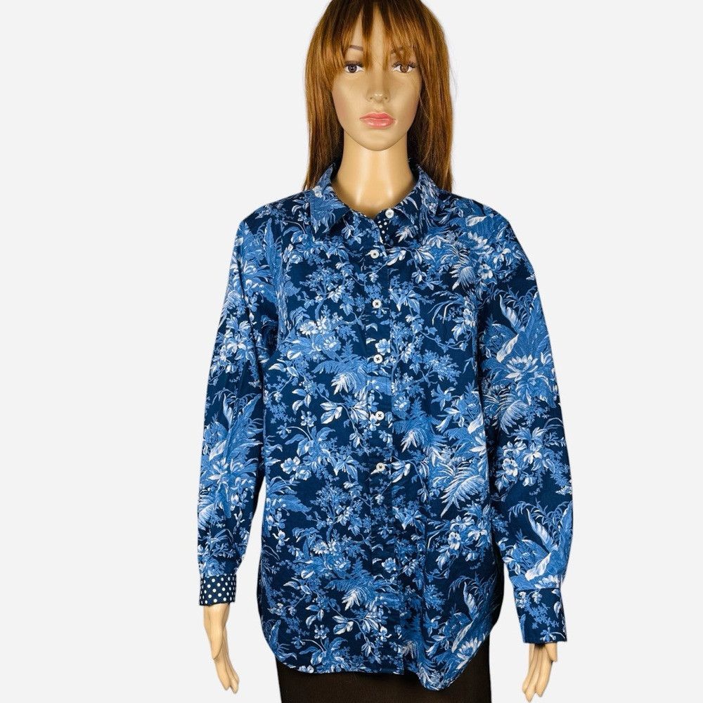 Talbots Talbots Cotton Fall Toile Button Front Shirt Size 1X Size XL / US 12-14 / IT 48-50 - 2 Thumbnail