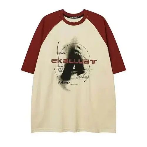 Japanese Brand Cotton American personality Retro Street Print T Size ONE SIZE - 4 Thumbnail