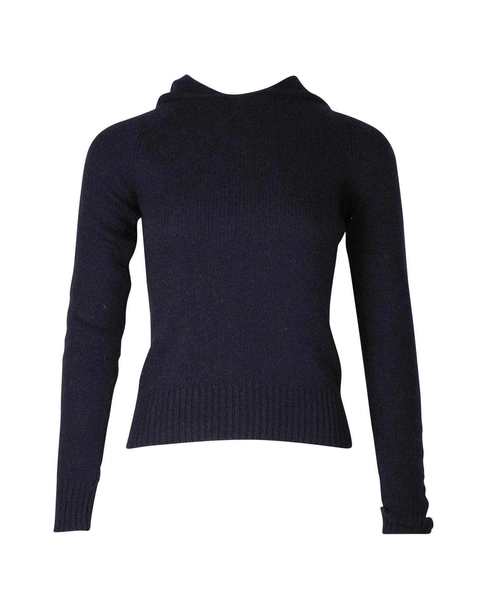 image of Ralph Lauren Cozy Navy Blue Hooded Wool Sweater in Blue/Navy Blue, Women's (Size Small)