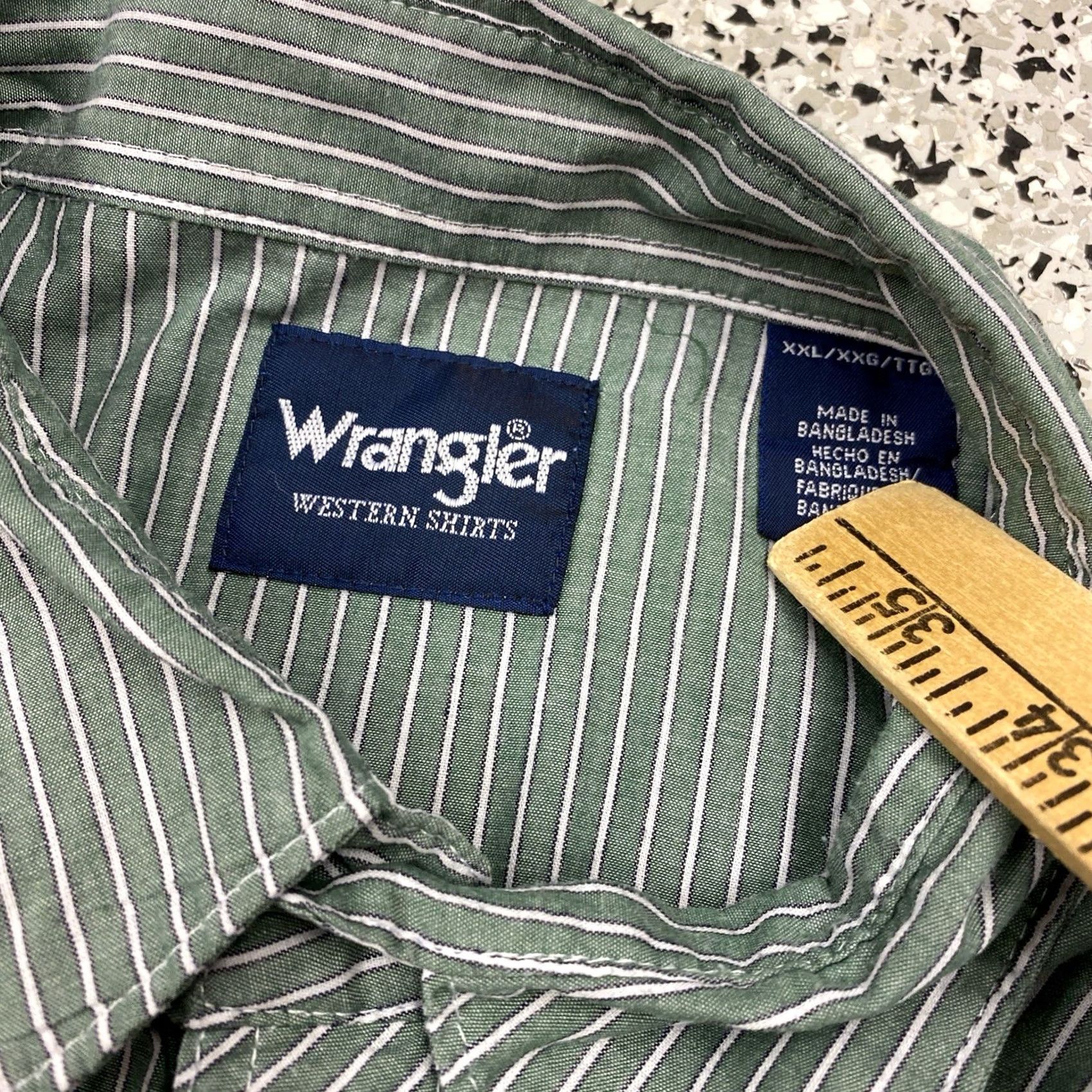 Wrangler Wrangler Western Shirt Mens 2XL Green Stripe Pearl Snap L/S Pockets S Size US XXL / EU 58 / 5 - 2 Thumbnail