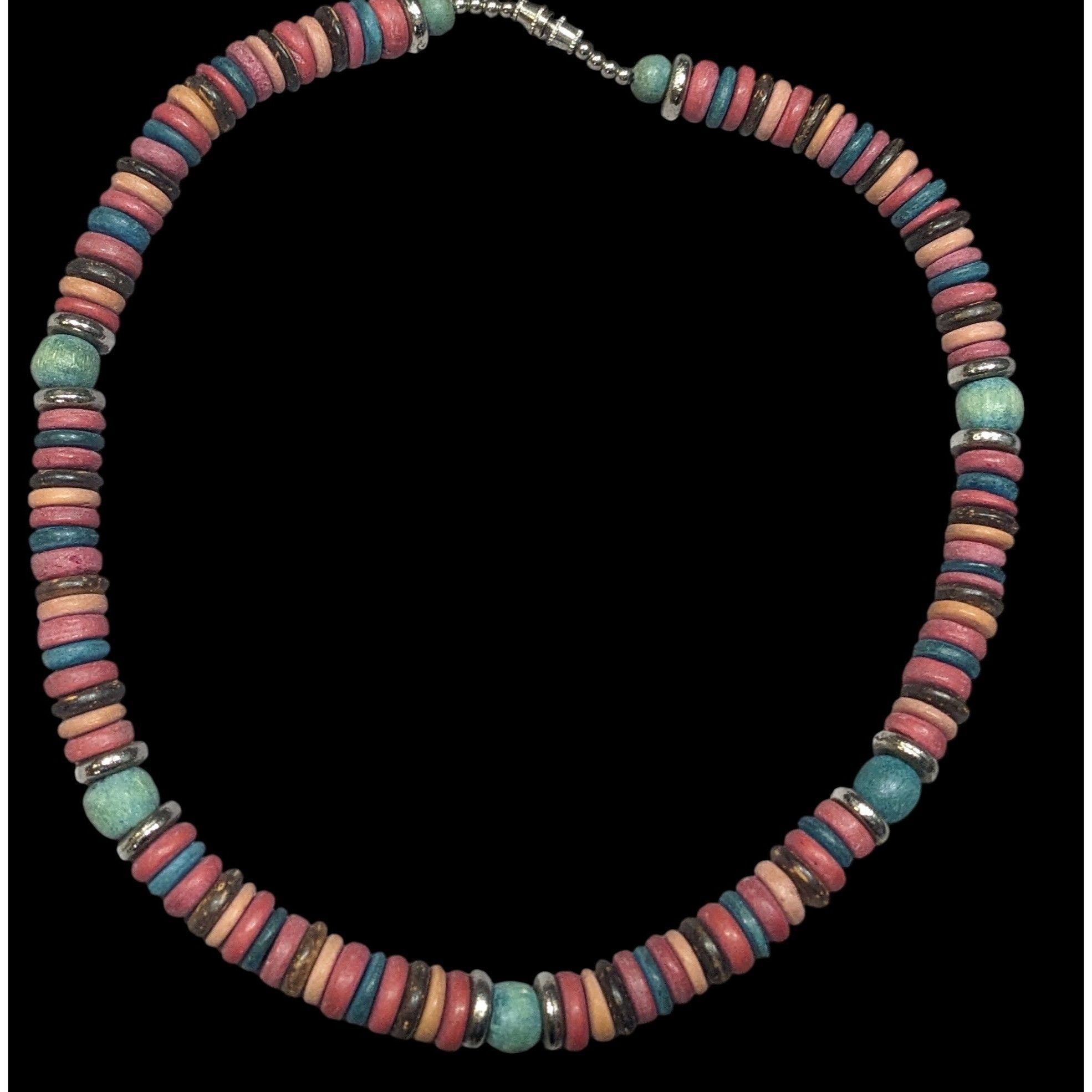 Other Retro Bohemian Rainbow Wood Disc Beaded Necklace Size ONE SIZE - 1 Thumbnail