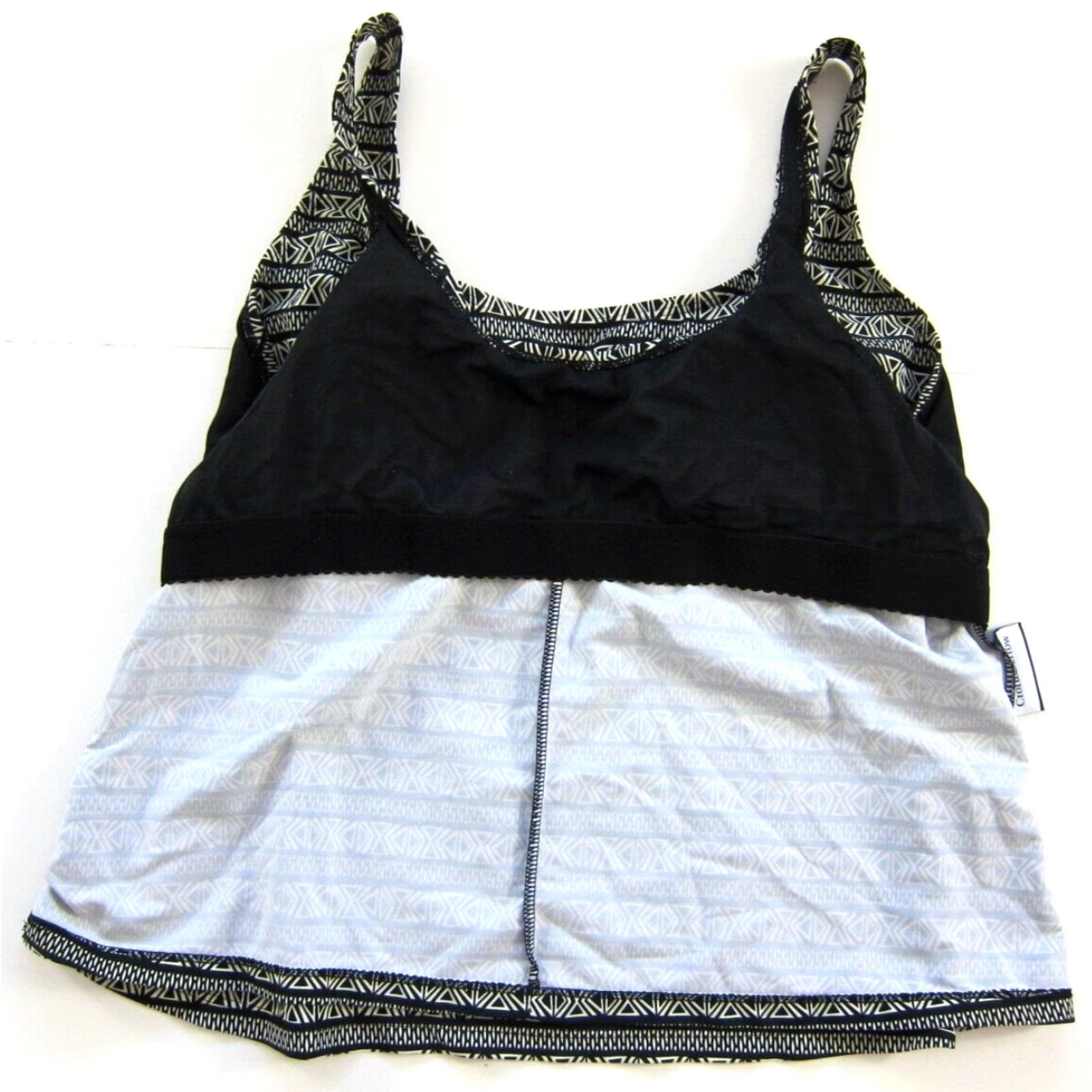 Croft & Barrow Croft&Barrow Black White Geometric Padded Built In Bra Tankini Swim Top 22W Size 3XL / US 20-22 - 5 Thumbnail
