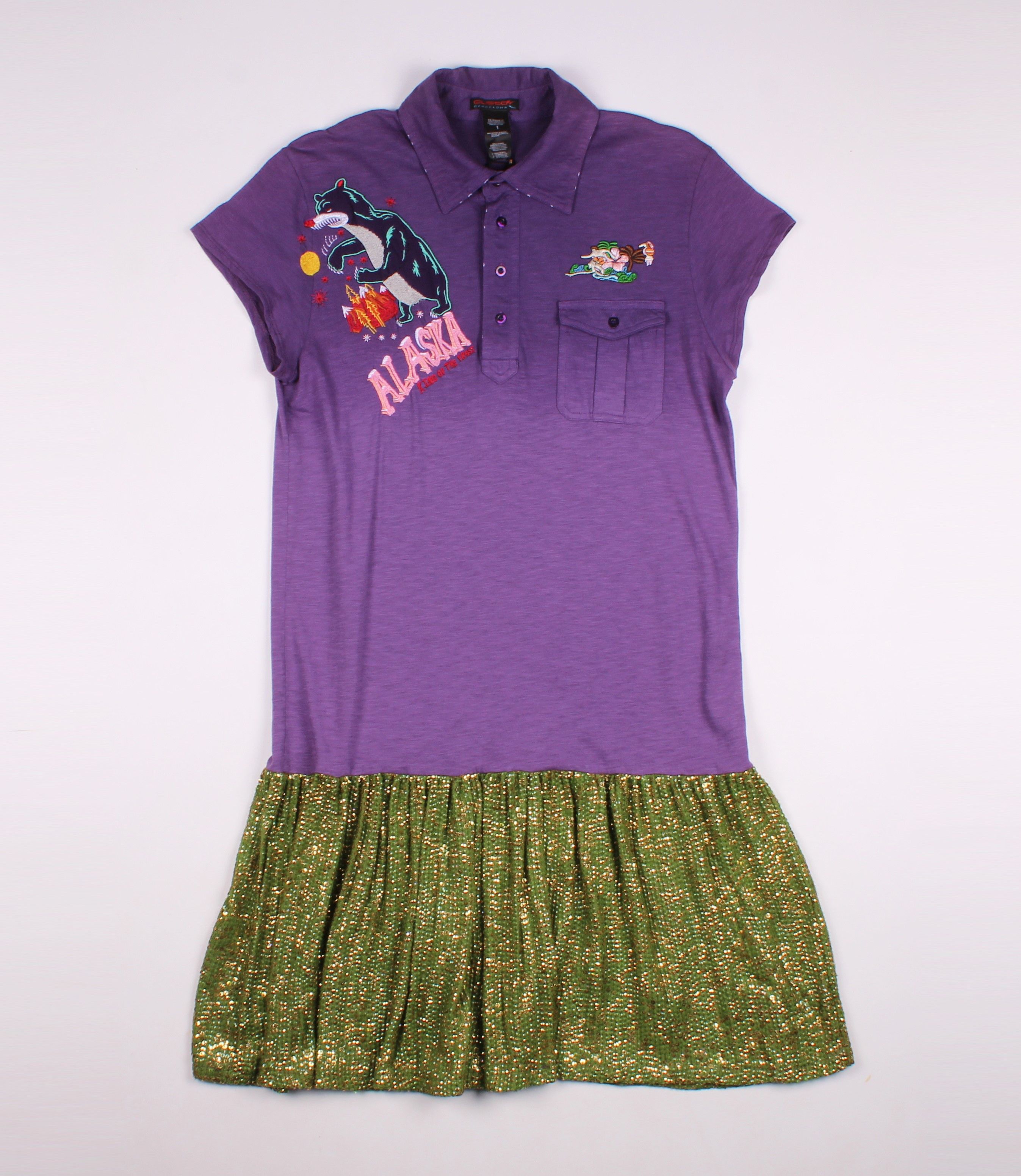 image of Custo Barcelona Embroidered Midi Dress in Purple, Women's (Size Medium)