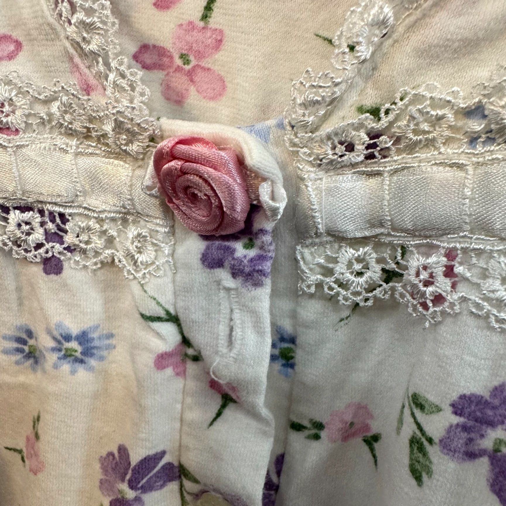 Vintage VINTAGE Amanda Stewart Nightgown Sleep Dress M White Floral Cottagecore Prairie Grandma Slip Edwardian Cotton Medium Women? Size M / US 6-8 / IT 42-44 - 4 Thumbnail