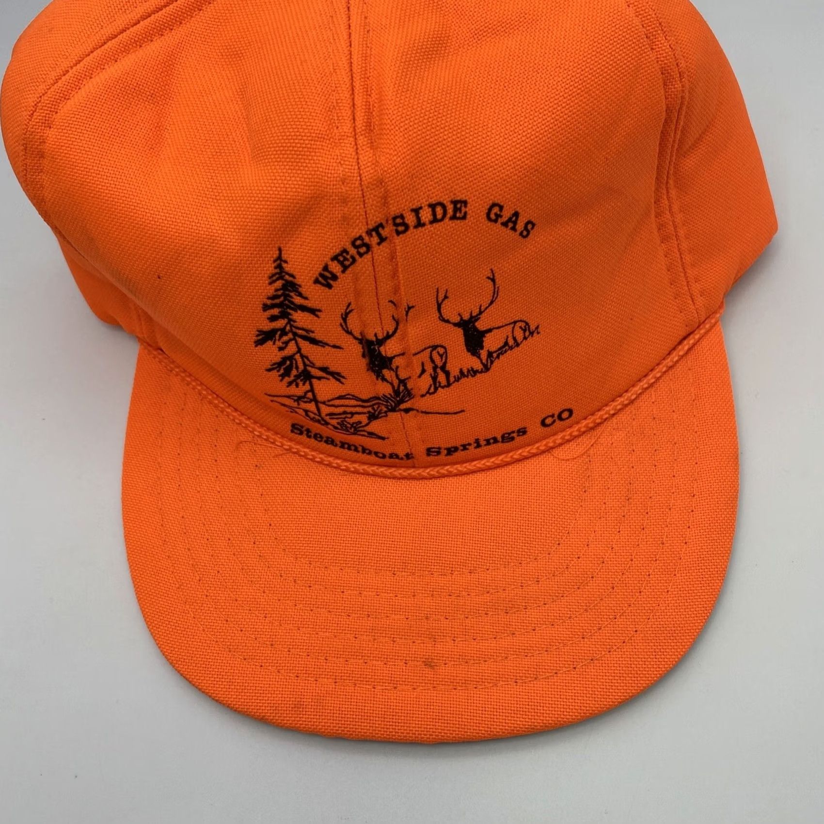 GAS Blaze Orange Ear Flap Hunting Hat - Vintage Safesport Trap Size 44L - 3 Thumbnail