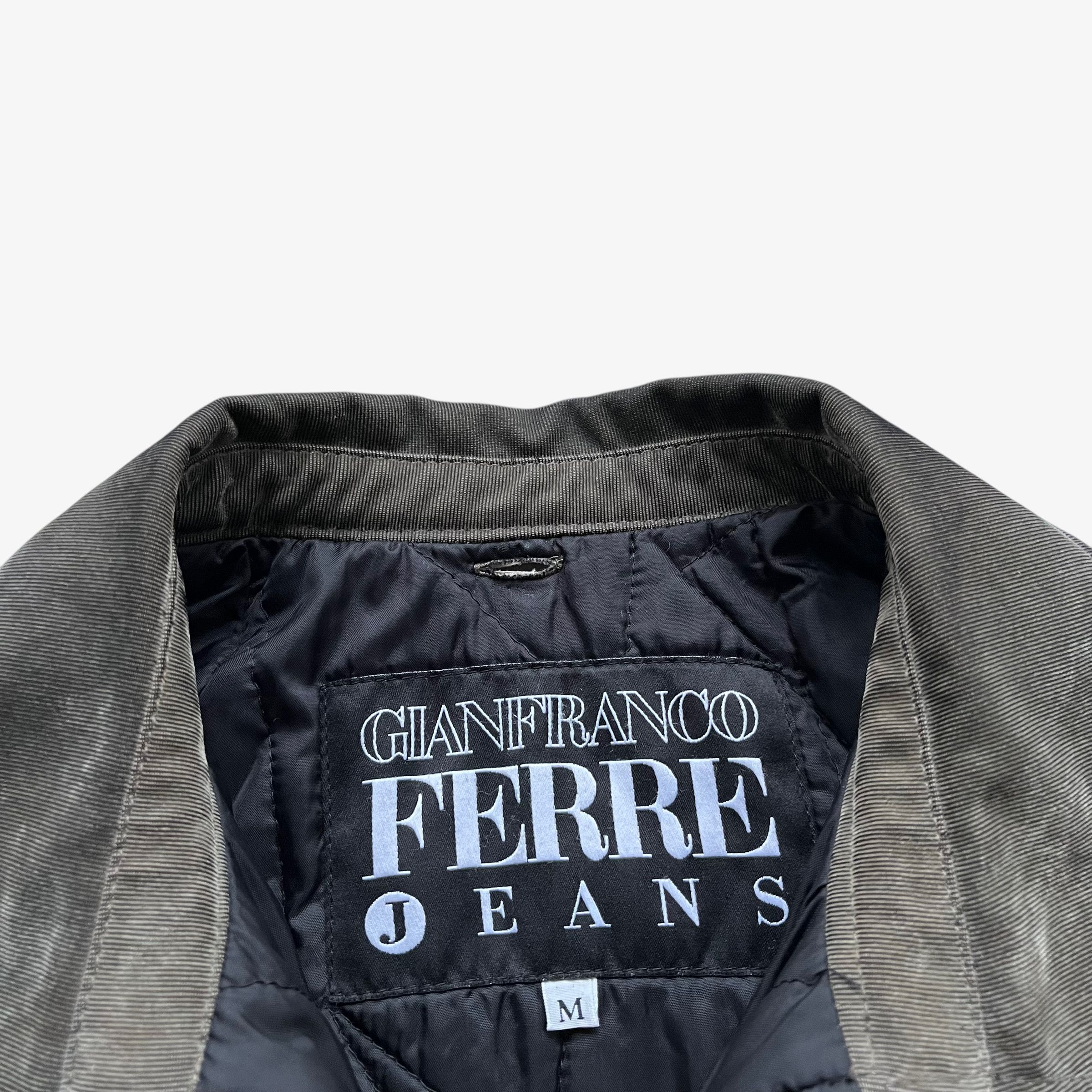 Gianfranco Ferre Vintage 90s Men's Gianfranco Ferre Jeans Khaki Ribbed Jacket Size US L / EU 52-54 / 3 - 2 Thumbnail