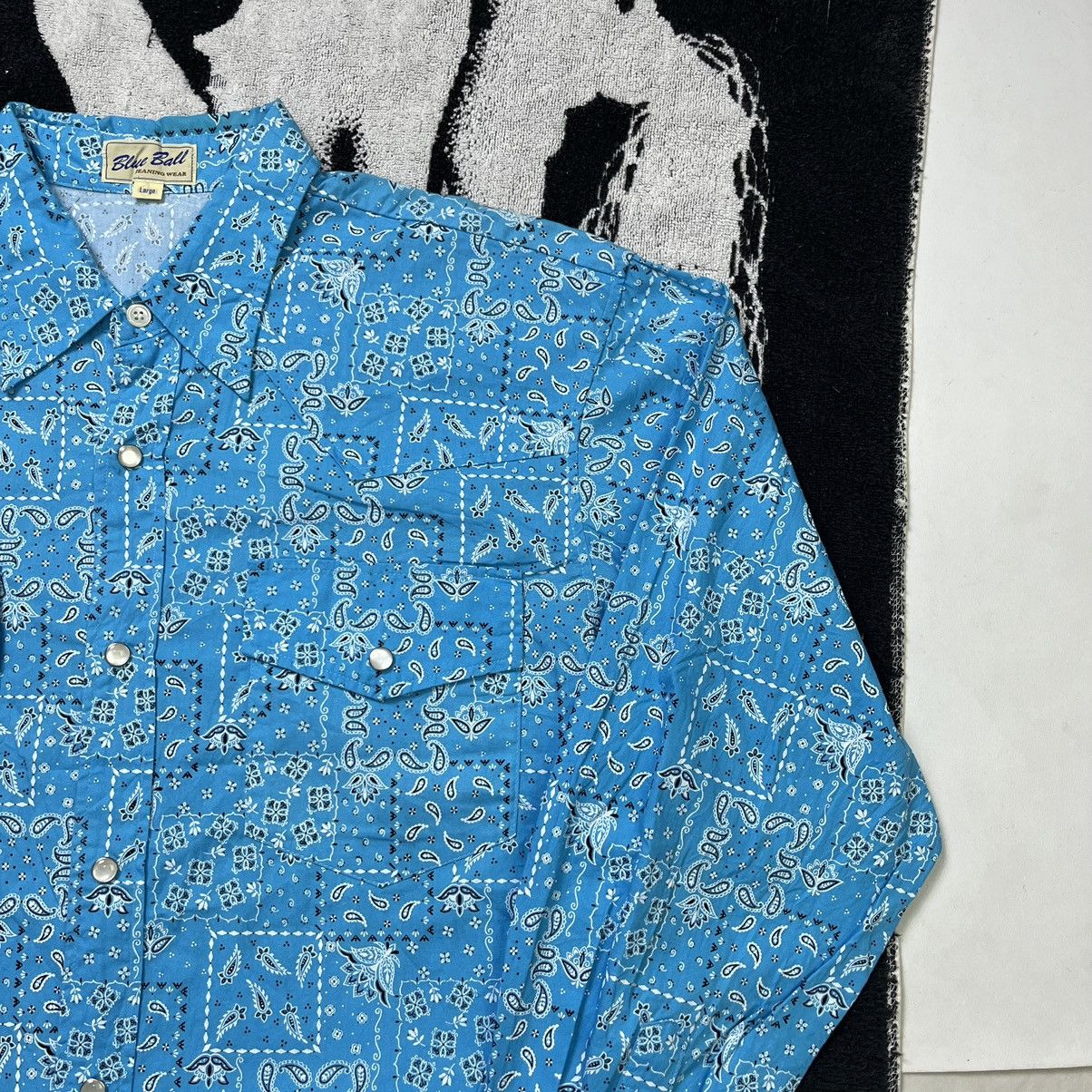 Japanese Brand Blue Ball Bandana Paisley long sleeve Western shirt Size US M / EU 48-50 / 2 - 5 Thumbnail