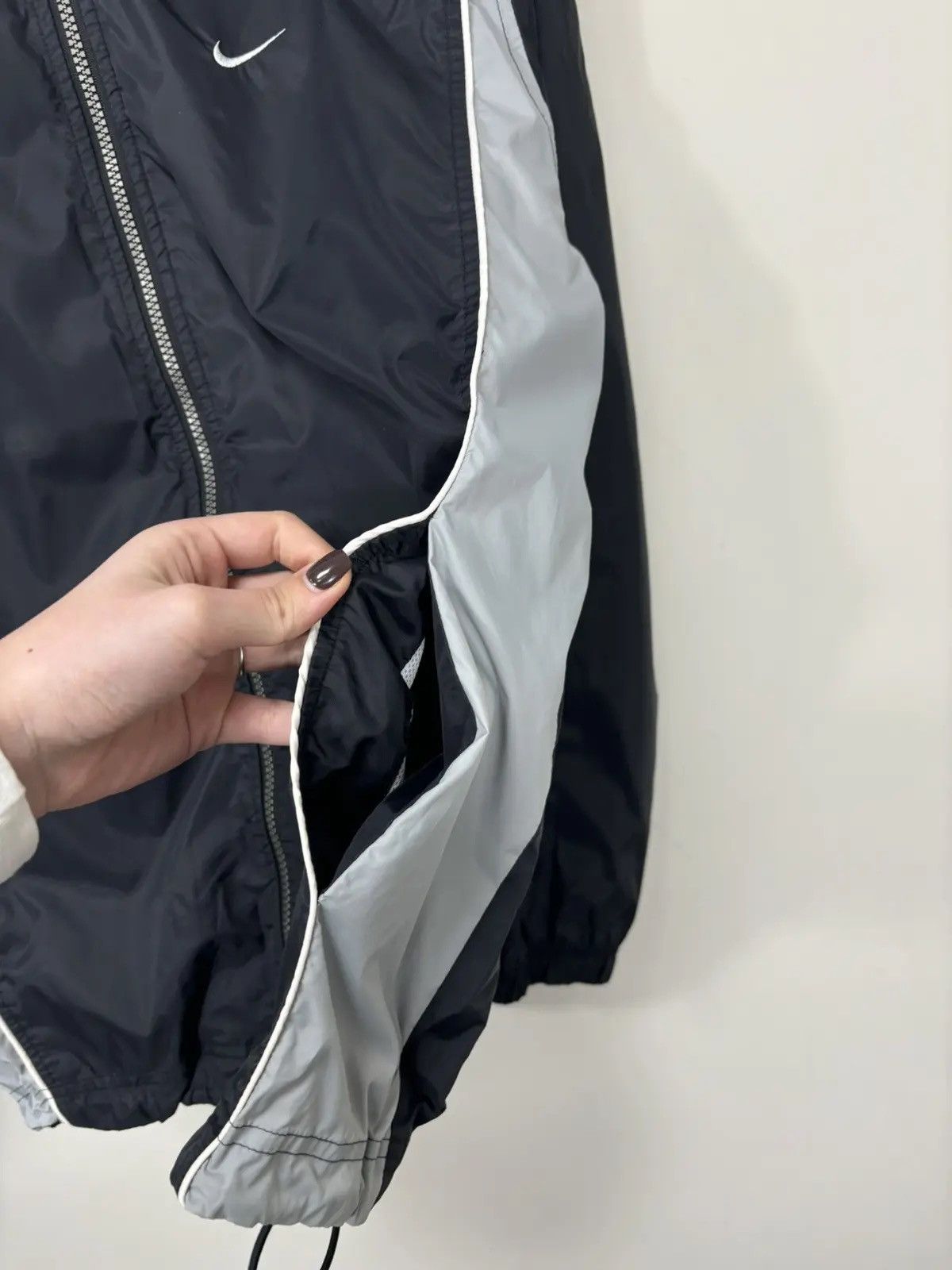 Nike × Vintage Vintage Nike Y2K Swoosh Drill Hype Retro Hooded Nylon Jacket Size US M / EU 48-50 / 2 - 6 Thumbnail
