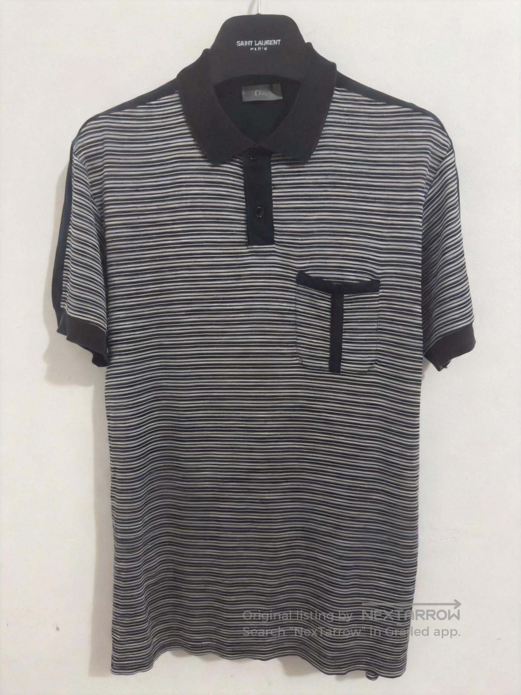 Dior Homme SS06 ネイビーとブラックのストライプ ポロシャツ S Dior × Hedi Slimane SS06 Dior Homme Union Jack Flag Striped Polo