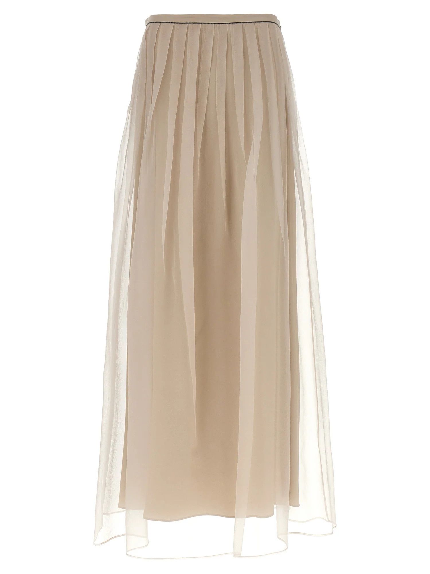 Brunello Cucinelli o1y0725 Midi Skirt in Beige Size 27" / US 4 / IT 40 - 1 Thumbnail