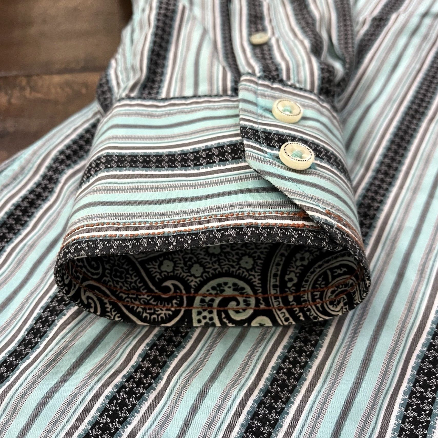 Robert Graham Robert Graham Shirt Button-Up Long Sleeve Mens XL Blue Size US XL / EU 56 / 4 - 4 Thumbnail