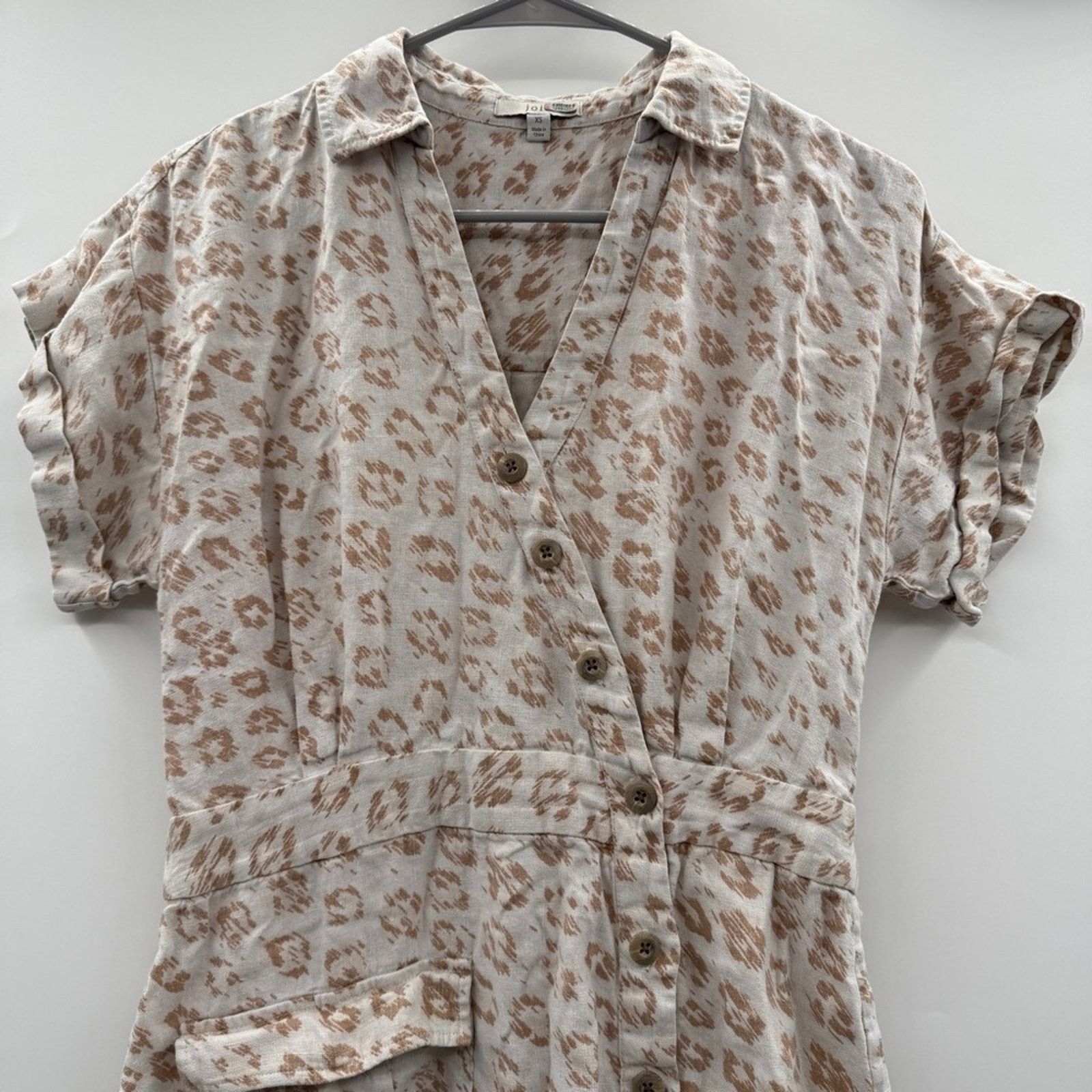 Joie Joie Coady 100% Linen Leopard Animal Print Midi Dress Sz XS Size XS / US 0-2 / IT 36-38 - 3 Thumbnail