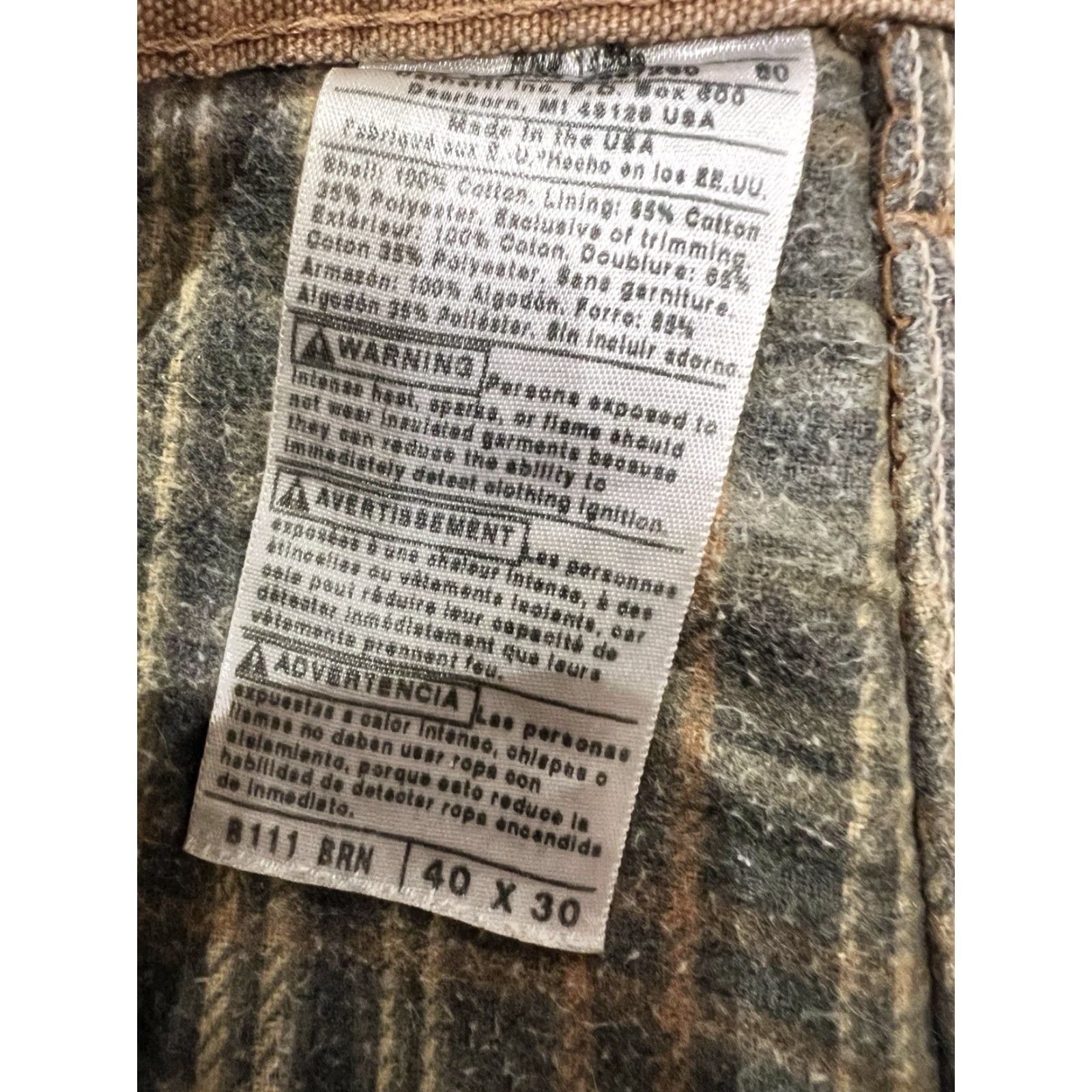 Carhartt Carhartt B111 Brown Canvas Work Pants 40x30 Carpenter 5-Pocket Utility Logo Belt Loops Regular Men Vintage? Wait—No vintage. Size US 40 / EU 56 - 3 Thumbnail