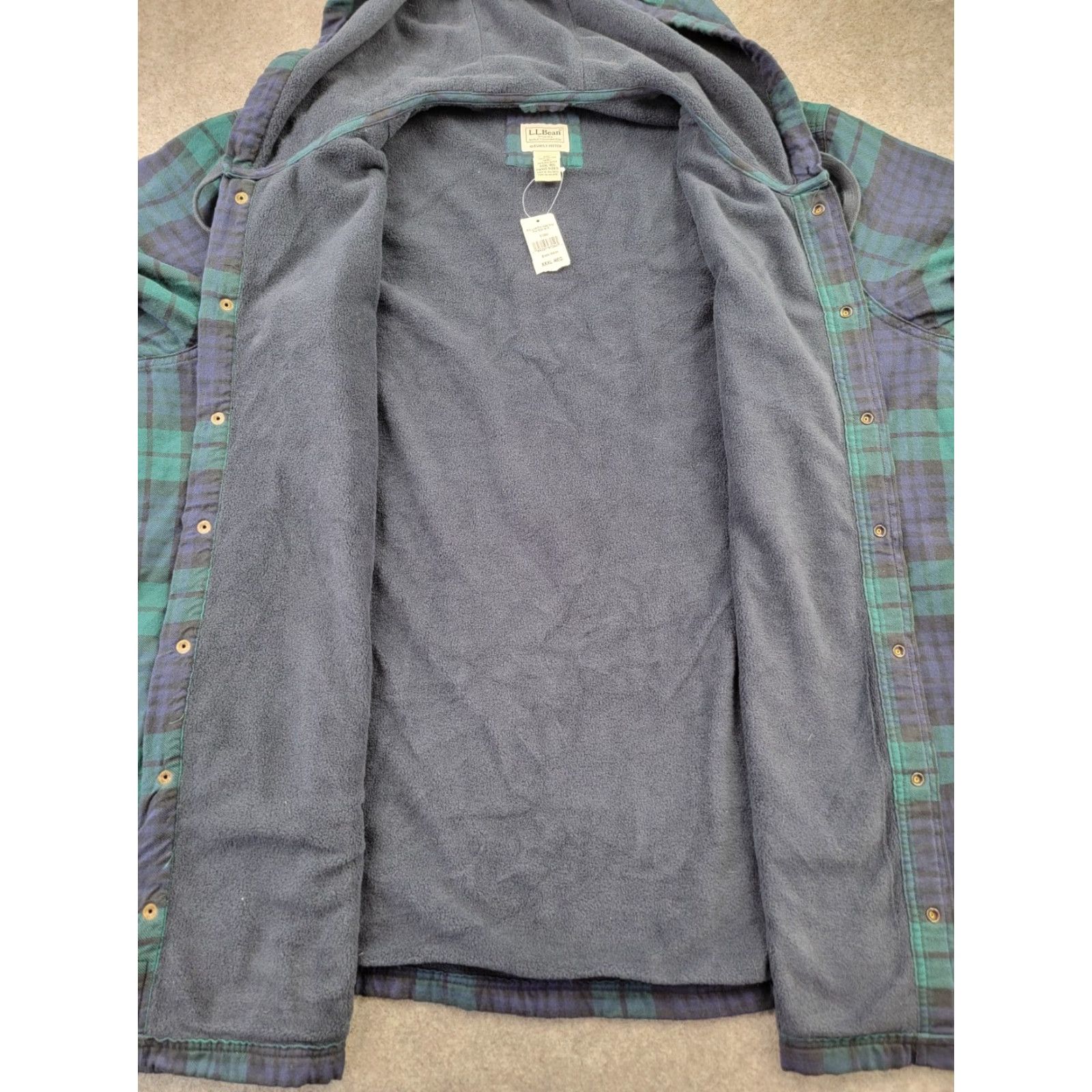 Vintage VINTAGE LL Bean Shirt Mens 3XL Green Blue Plaid Fleece Lined Hooded Snap Front Flannel Size US XXL / EU 58 / 5 - 5 Thumbnail