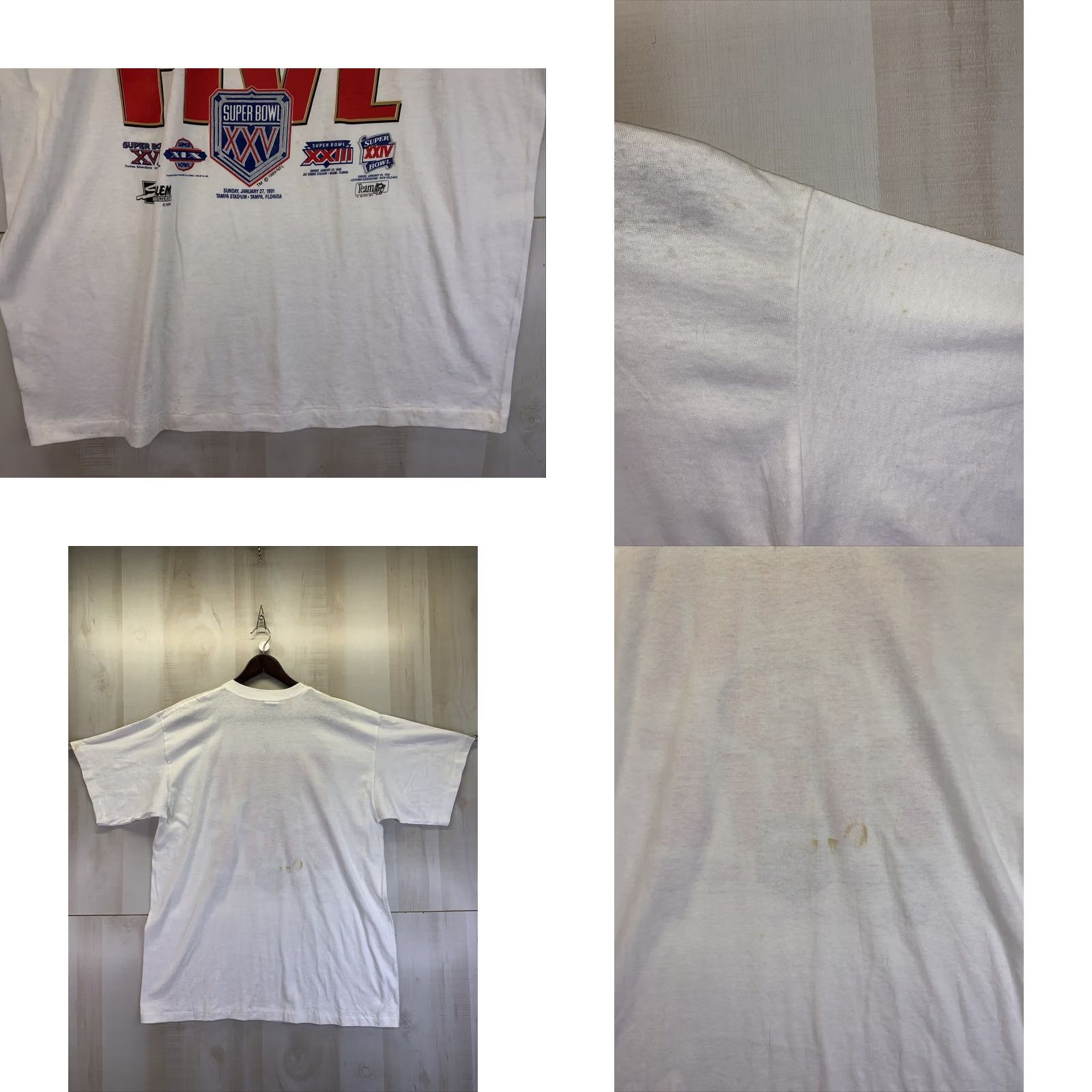 Salem Sportswear VINTAGE 1991 The Drive For Five San Francisco Super Bowl XXV Salem Sportswear Graphic Tee XL White Men Short Sleeve Cotton NWD-8710 Size US XL / EU 56 / 4 - 8 Thumbnail