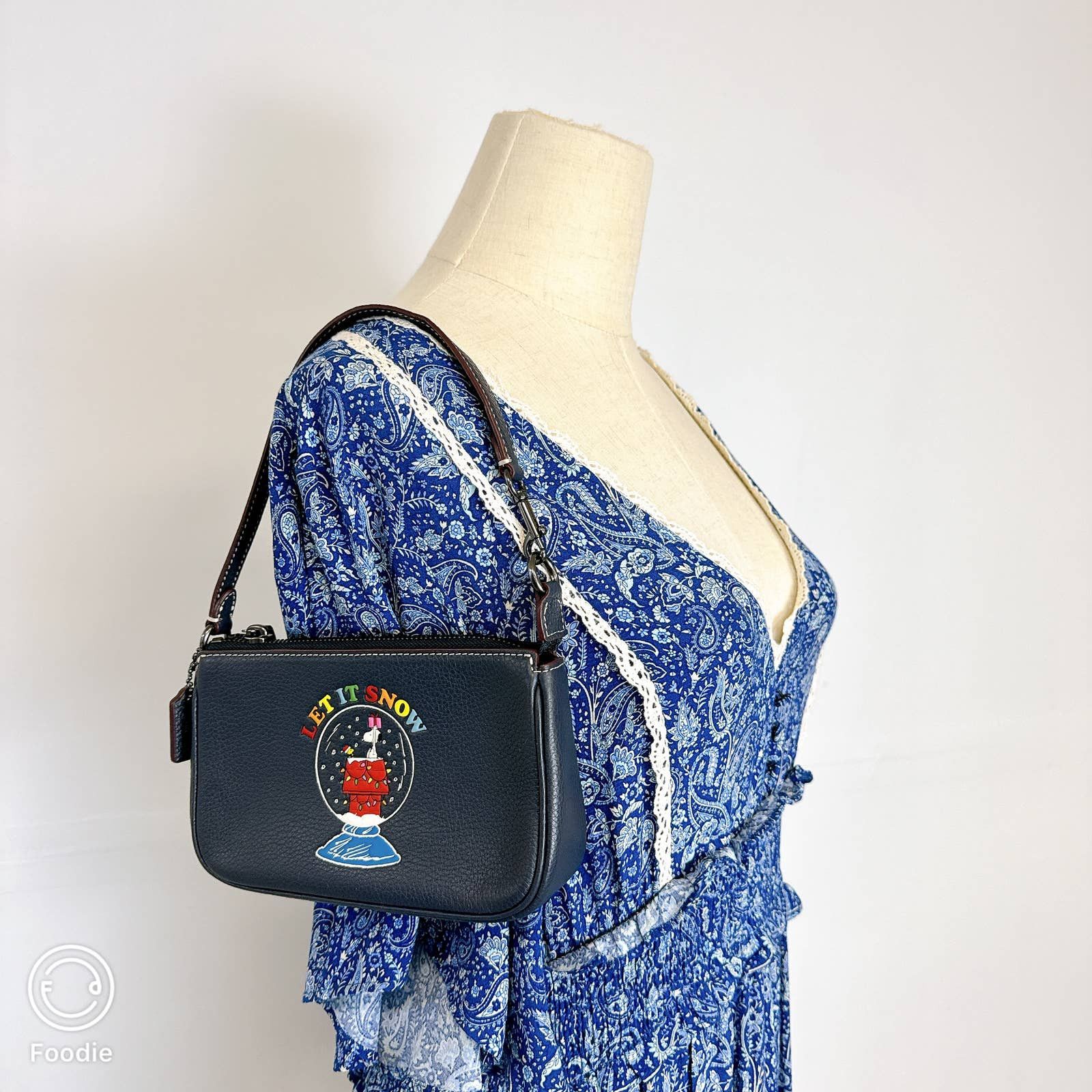 image of Coach Ce859 Coach X Peanuts Nolita 19 With Snoopy In Navy in Black, Women's