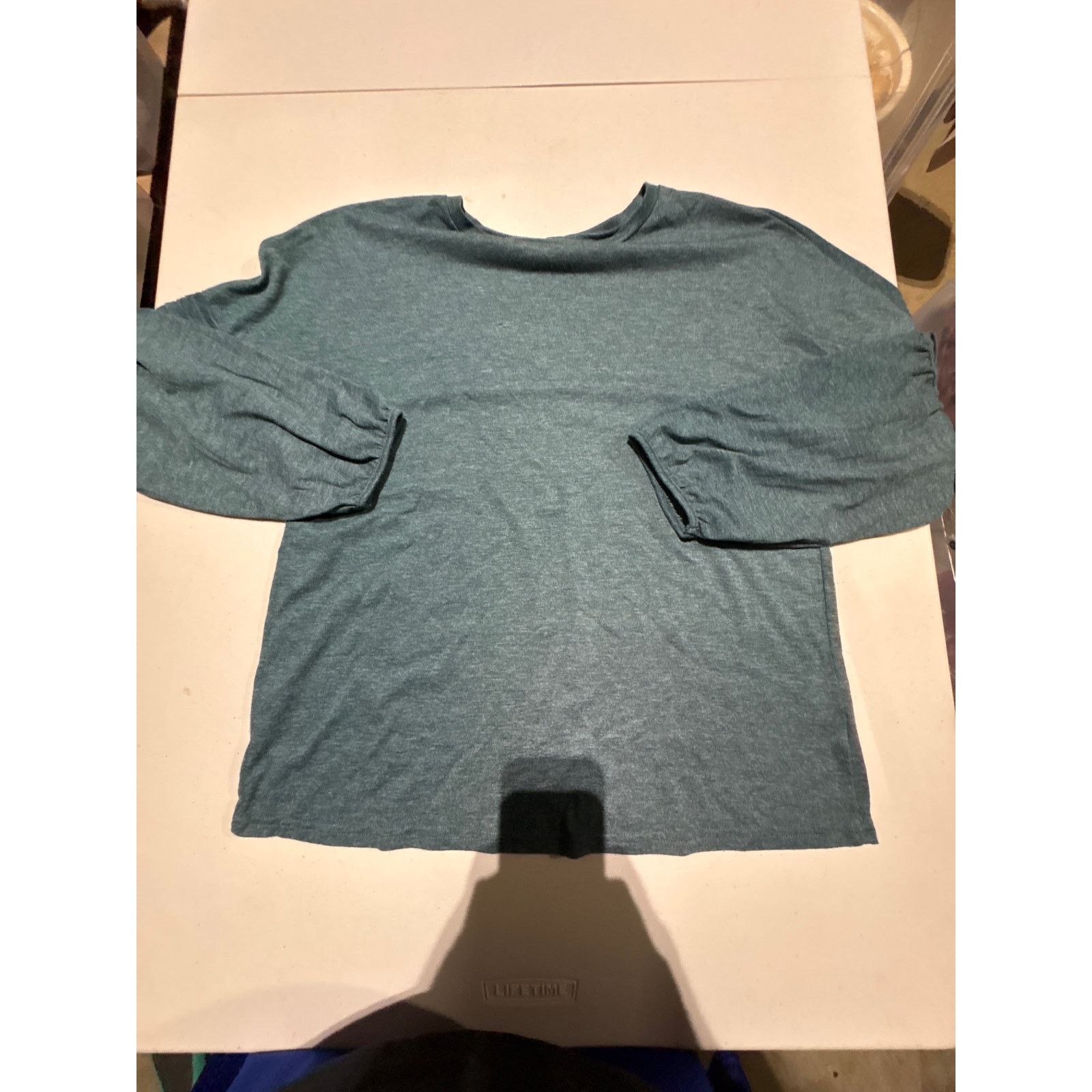 Shein SHEIN Green Long Sleeve Top Women’s Large Crew Neck Shirt Size L / US 10 / IT 46 - 3 Thumbnail