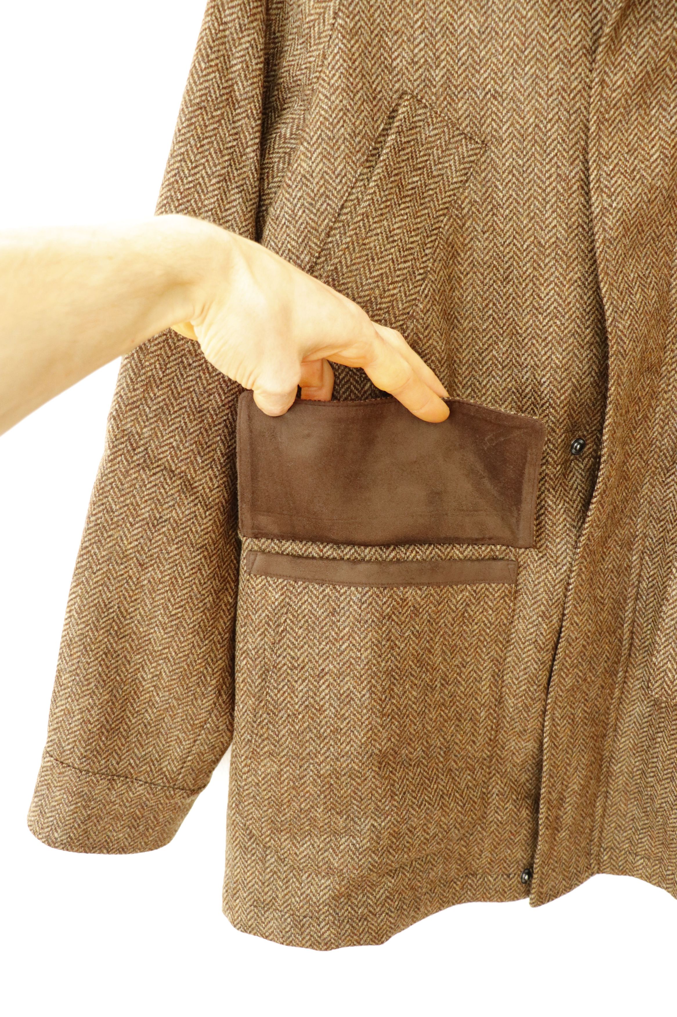 Anglo-Italian Cavour Raglan City Jacket in Herringbone Tweed Size US S / EU 44-46 / 1 - 9 Thumbnail