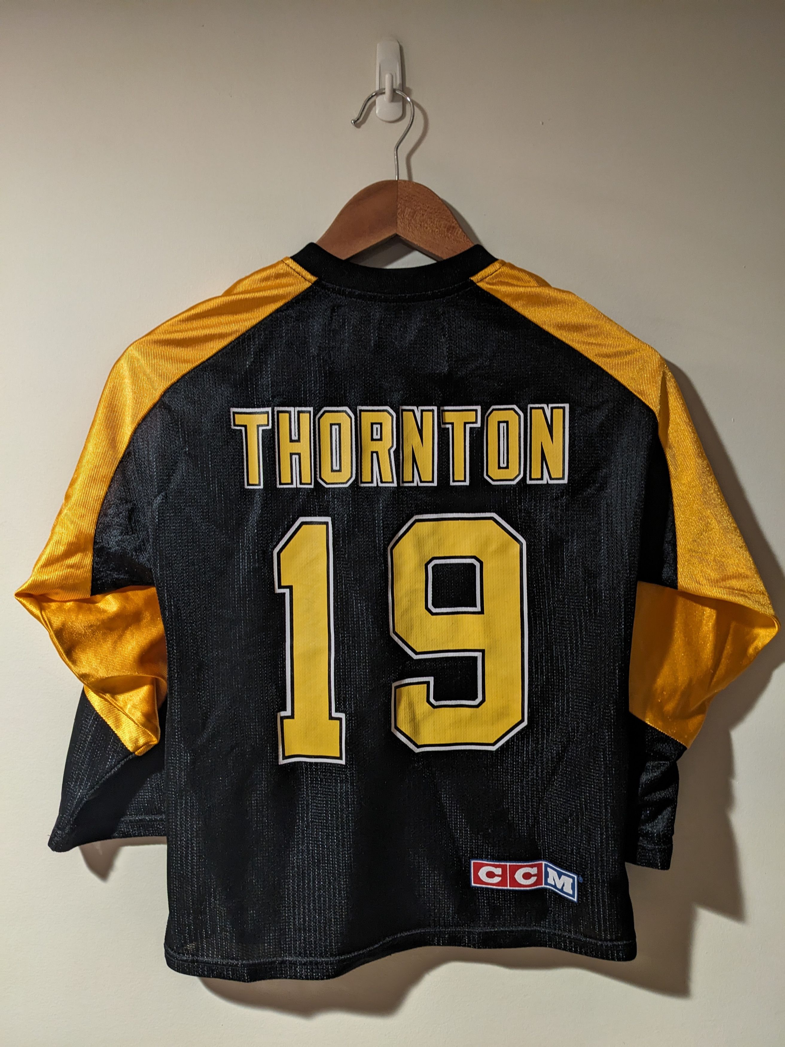 Vintage 90s Boston Bruins Thornton Youth Small Hockey Jersey