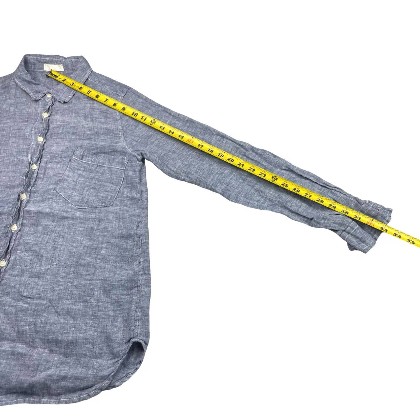Vintage CP Shades Women’s Chambray Button Shirt Blue Small Long Sleeve Collared Casual Cotton Linen Modern Vintage: No Size S / US 4 / IT 40 - 5 Thumbnail