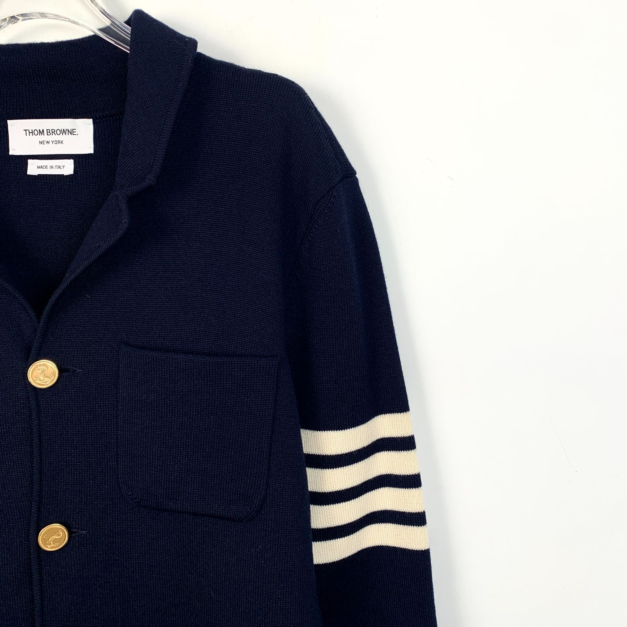 Thom Browne Thom Browne Navy Wool Blazer With Striped Arm & Gold Anchor Size XS / US 0-2 / IT 36-38 - 3 Thumbnail