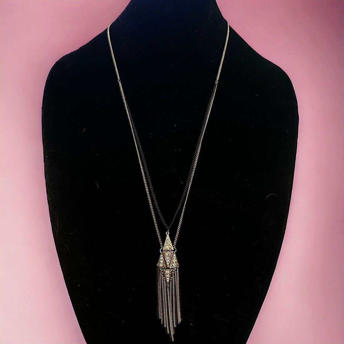Other BCBGeneration two tone rhinestone geometric tassel necklace Size ONE SIZE - 1 Thumbnail