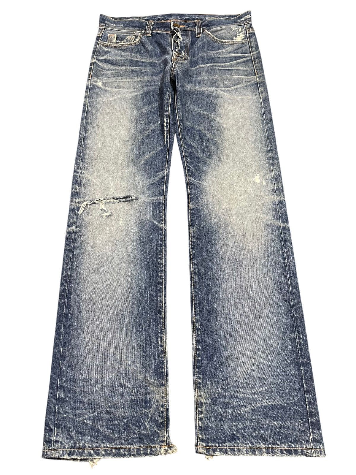 Denime Vintage Japanese A.V.H Bleached Style Distress Loose Jeans Size US 34 / EU 50 - 1 Thumbnail