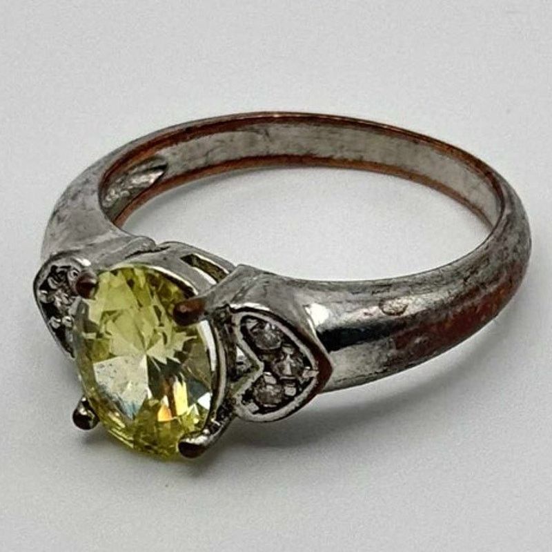 Other Silver & Green Heart Ring Size ONE SIZE - 2 Thumbnail
