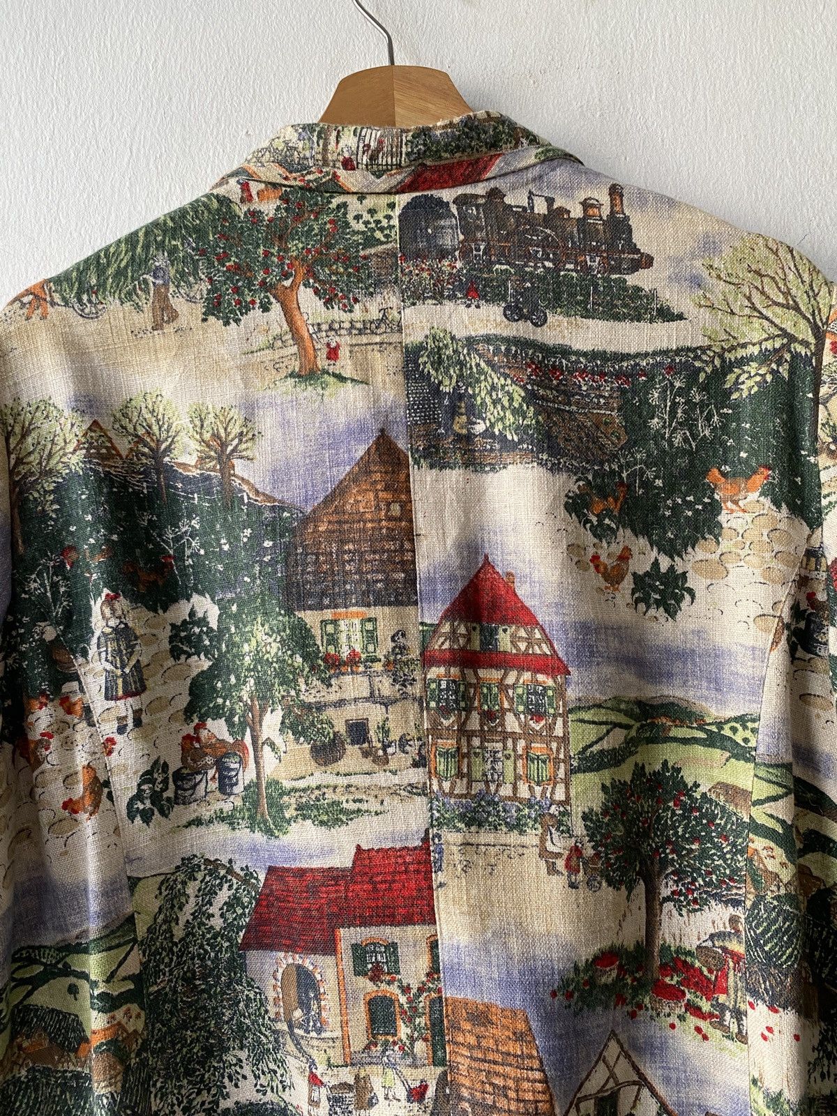 Japanese Brand 1980s - Vintage Az-Robe Classic Environment Motif Overprint Size US L / EU 52-54 / 3 - 11 Thumbnail