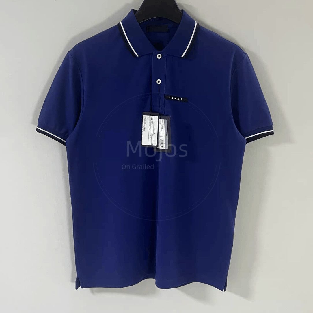 Prada Logo Tag White Line Polo-2508