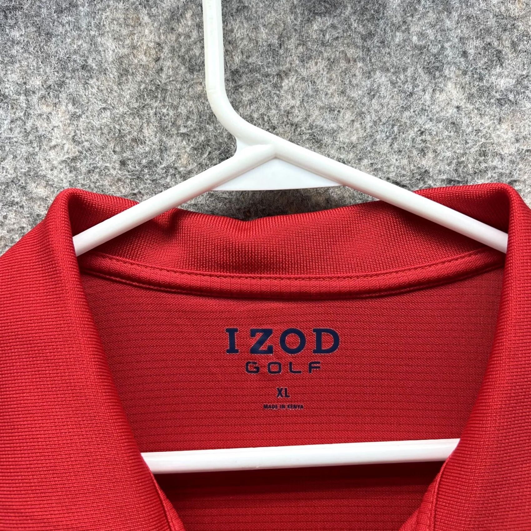 Izod Izod Polo Shirt Men XL Red Athletic Fit Polyester Golf Shirt LS Solid Pattern 46 Chest Club Sport Casual Size US XL / EU 56 / 4 - 5 Thumbnail