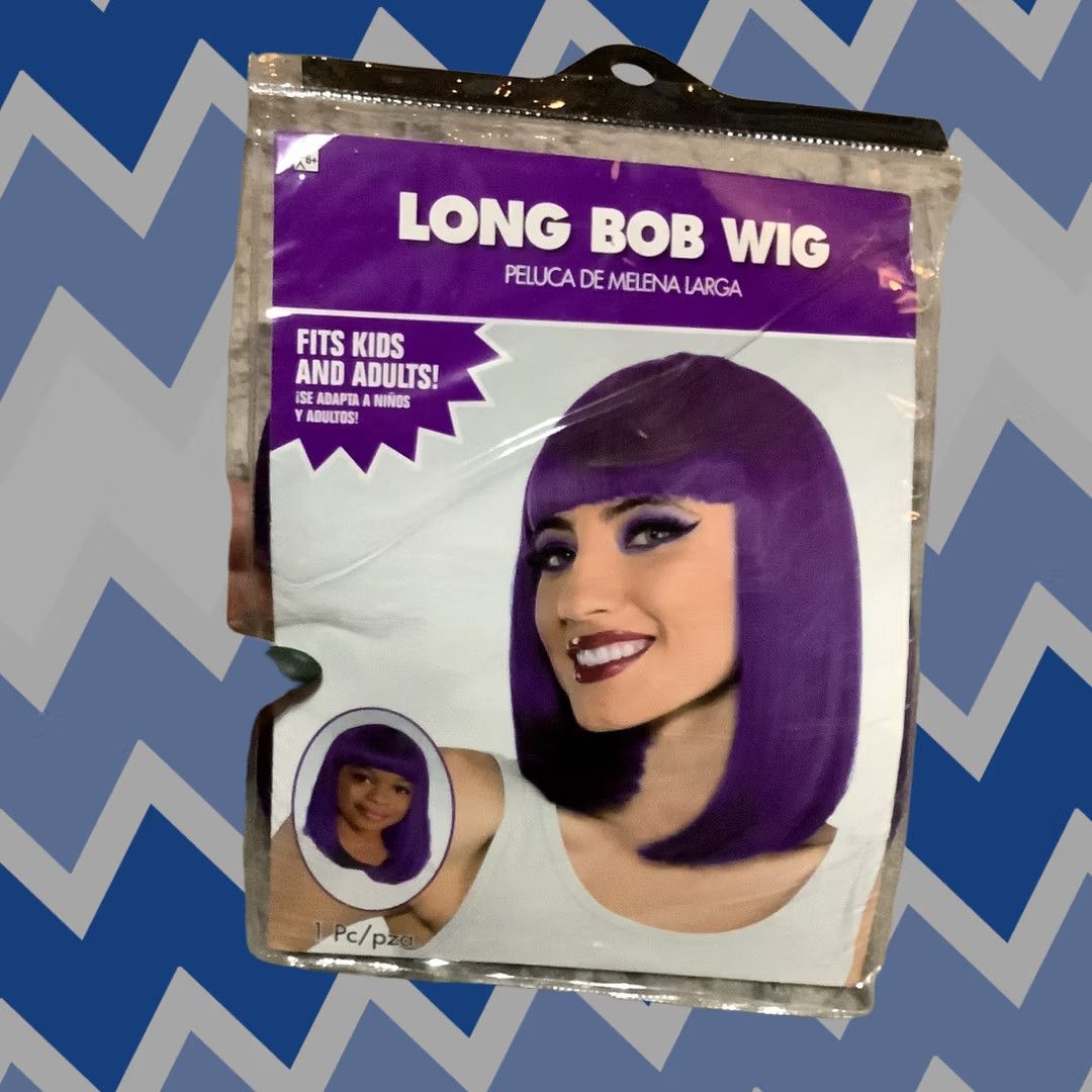 Vintage Purple Wig Long Bob Wig Halloween Costume Accessory NEW Adult Unisex One Size Purple Hair Style Straight Halloween Wig Amscan VINTAGE? Size ONE SIZE - 1 Thumbnail