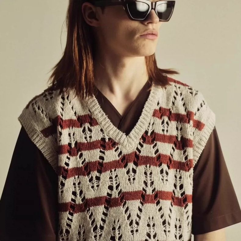 Our Legacy our legacy V-neck red and white striped sleeveless knitted Size US S / EU 44-46 / 1 - 9 Thumbnail