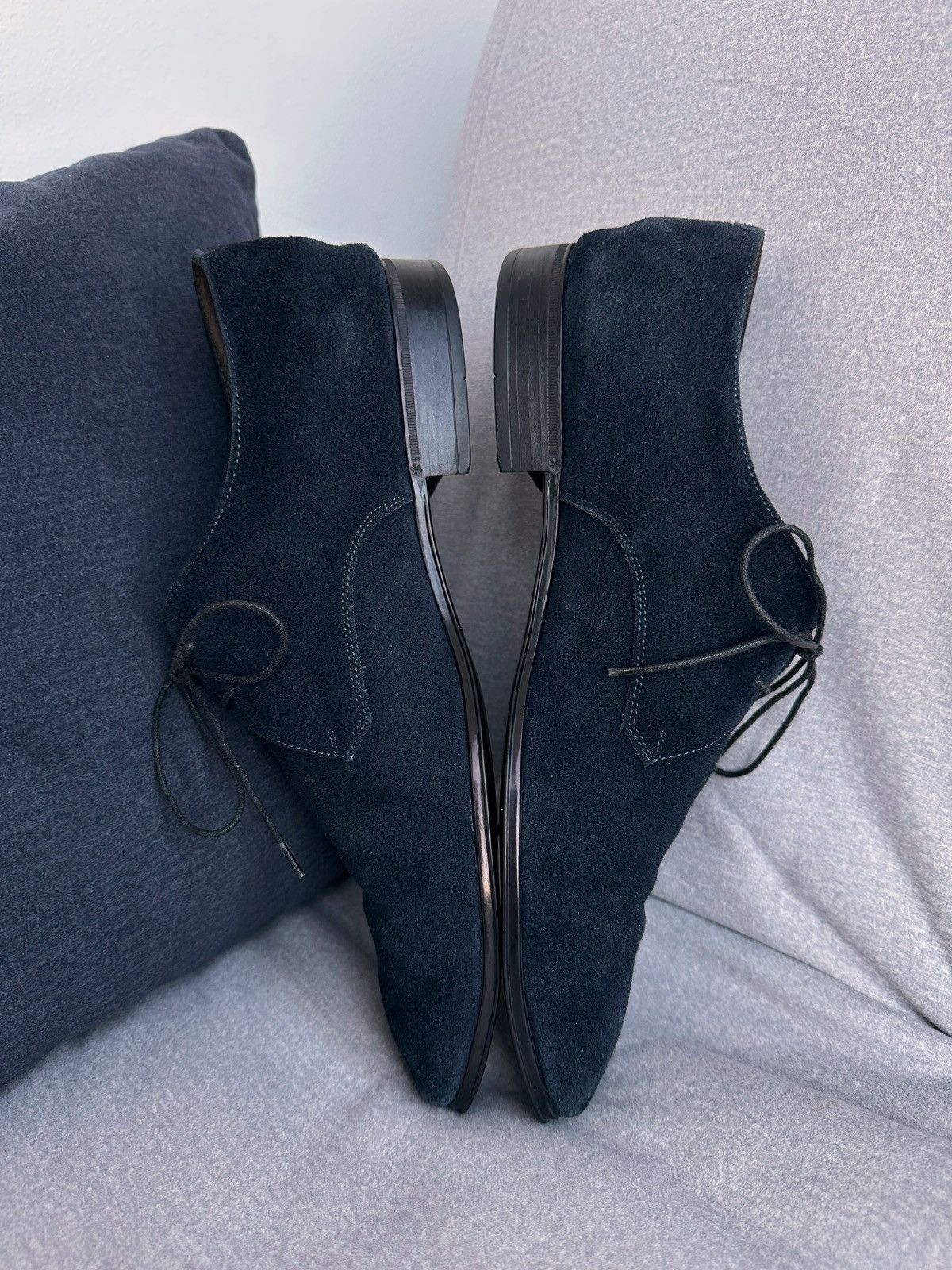 Salvatore Ferragamo Salvatore Ferragamo Dark Blue Suede Shoes Size US 8 / EU 41 - 7 Thumbnail