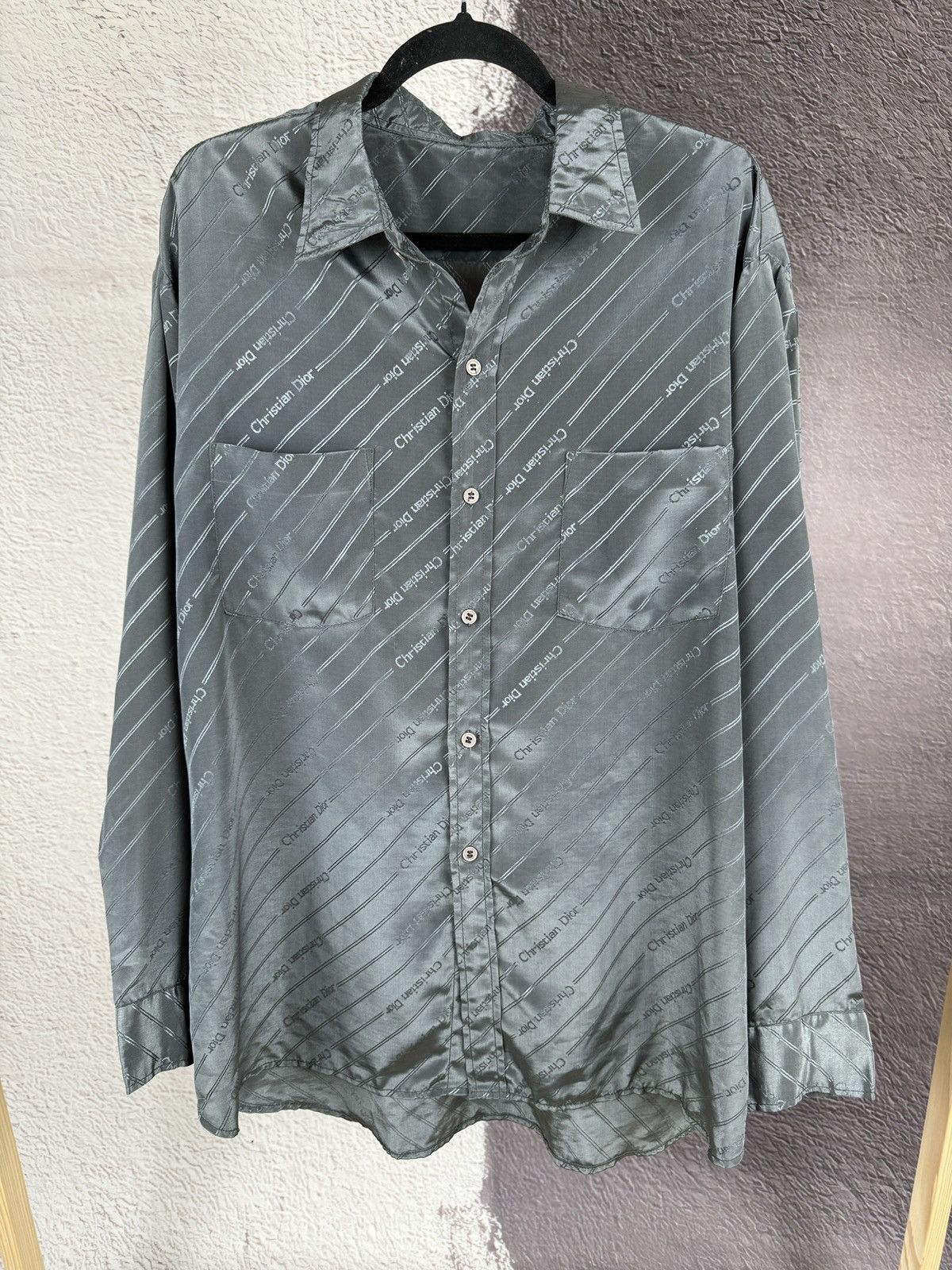 Vintage Vintage Monogram grey shimmer long sleeve shirt Size US XL / EU 56 / 4 - 2 Thumbnail
