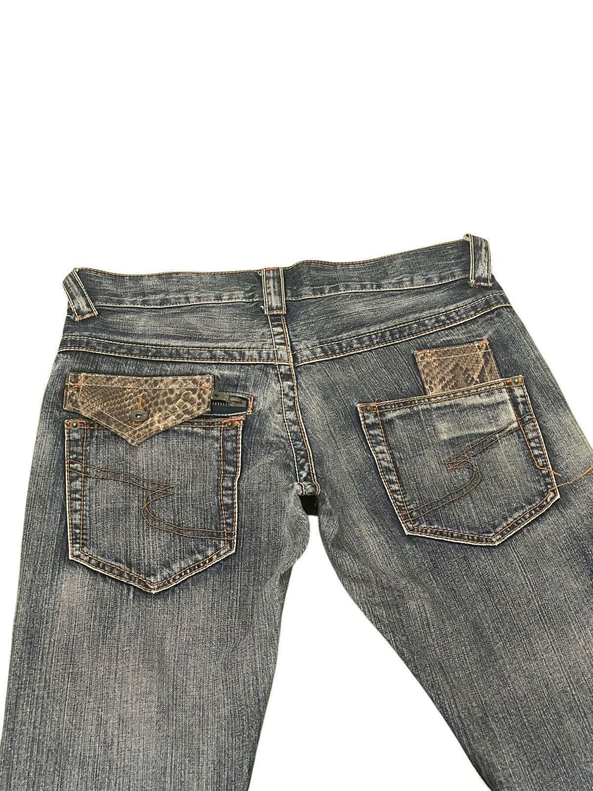 Japanese Brand Flare Jeans Semantic Design Distress Python Low Rise 2🟦 Size US 33 - 20 Thumbnail