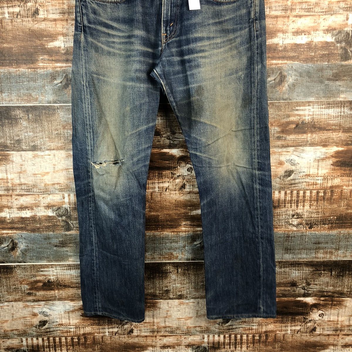 Levi's 505 Levis Blue ripped distressed Denim Pants #1410 Size US 32 / EU 48 - 3 Thumbnail