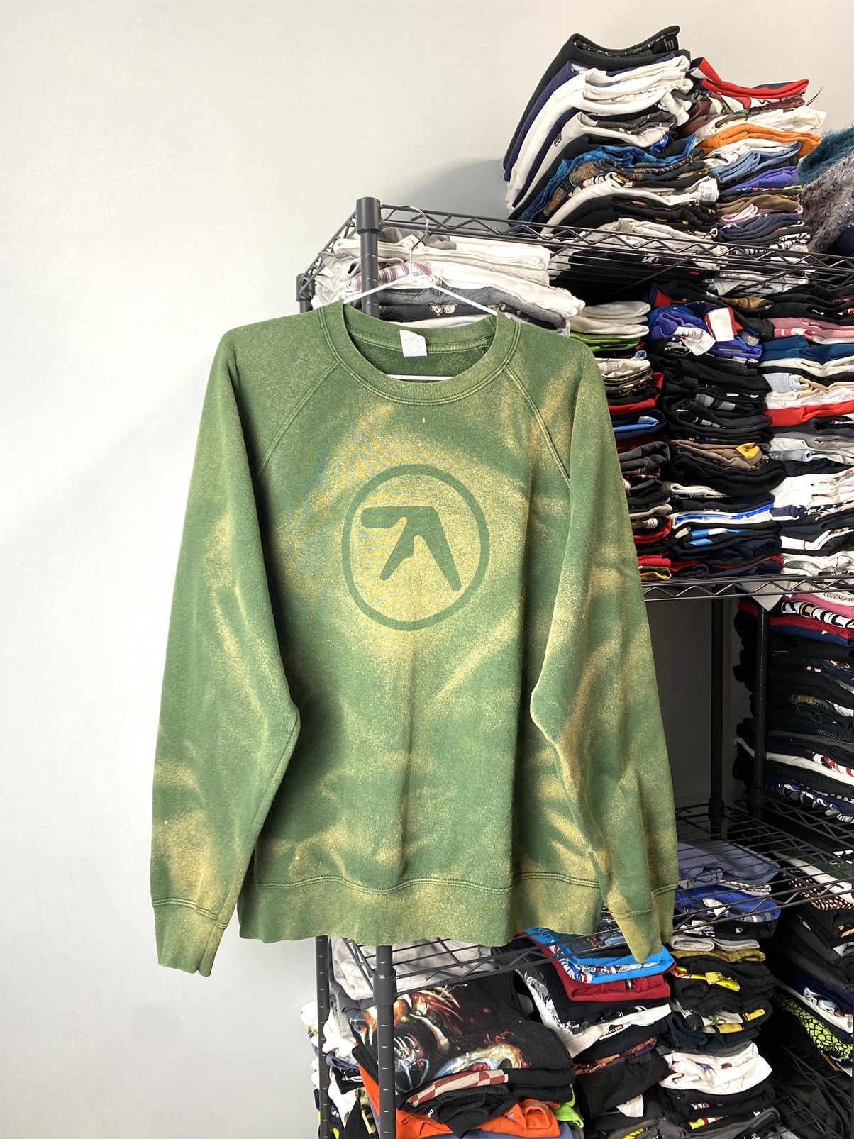 image of Archival Clothing x Vintage 2000’S Vintage Aphex Twin Sweatshirt Sun Faded in Green (Size Large)