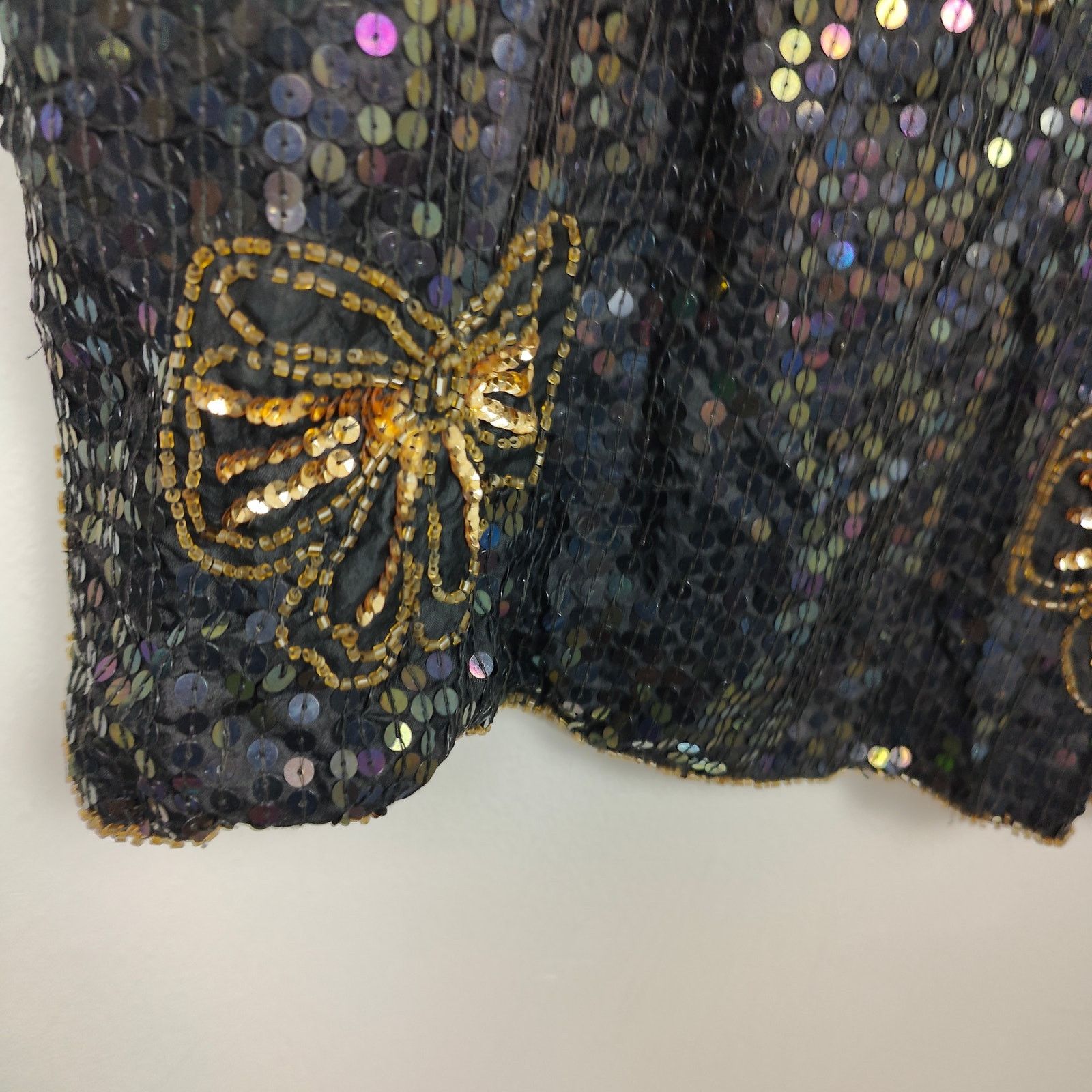 Other Vintage Jewel Queen Beaded Top Womens Small Black Sequin Size S / US 4 / IT 40 - 5 Thumbnail