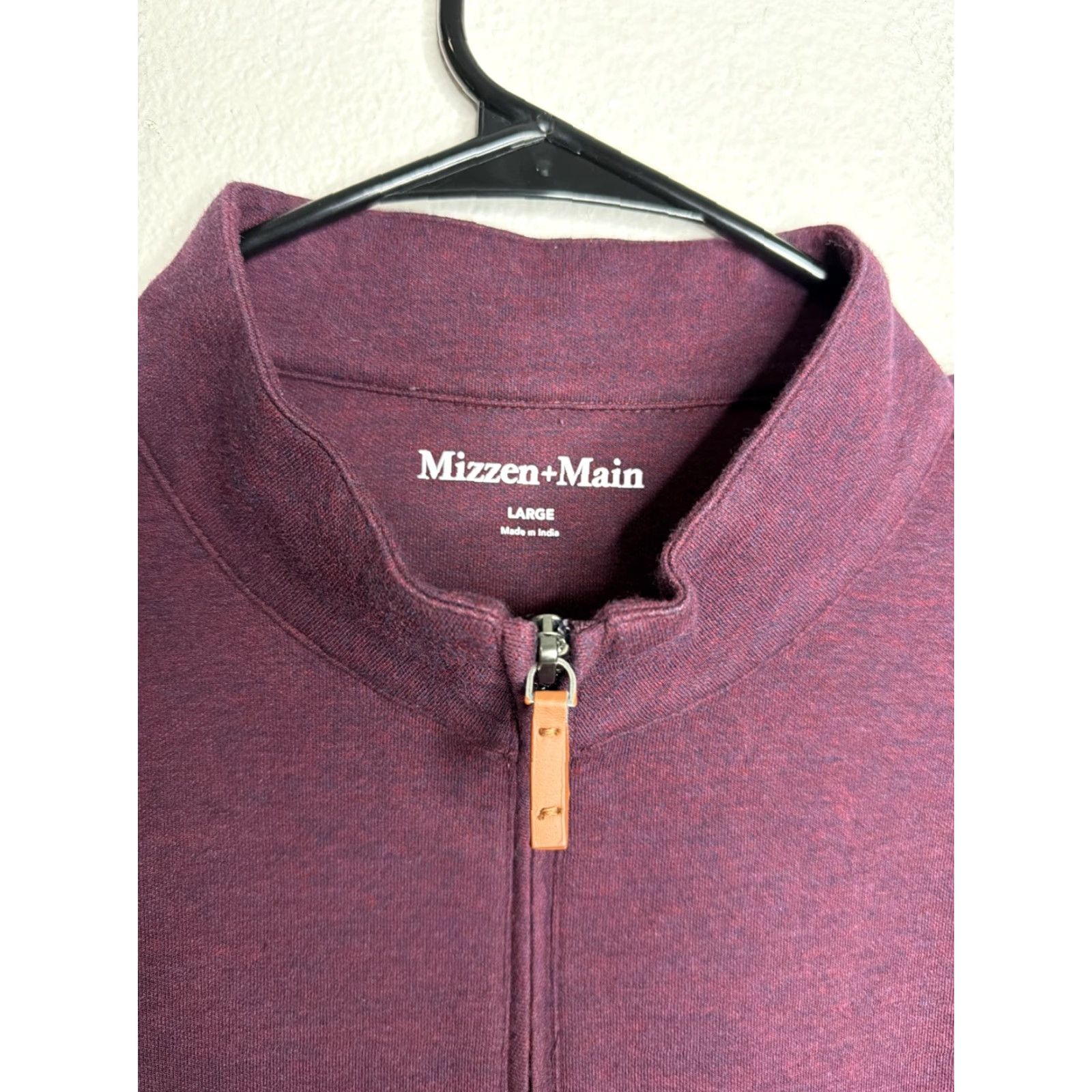 Mizzen+Main Mizzen Main Sweater 1/4 Zip Pullover Long Sleeve Mens Large Burgundy Purple Solid Mock Neck Cotton Blend EUC Size US L / EU 52-54 / 3 - 3 Thumbnail