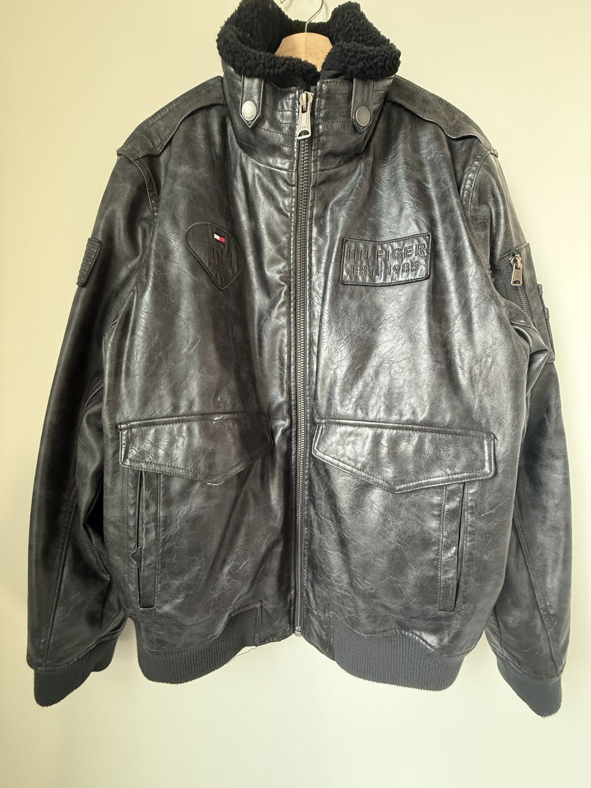 Tommy Hilfiger Tommy Hilfiger Military Faux Leather Jacket Size Large Size US L / EU 52-54 / 3 - 1 Thumbnail