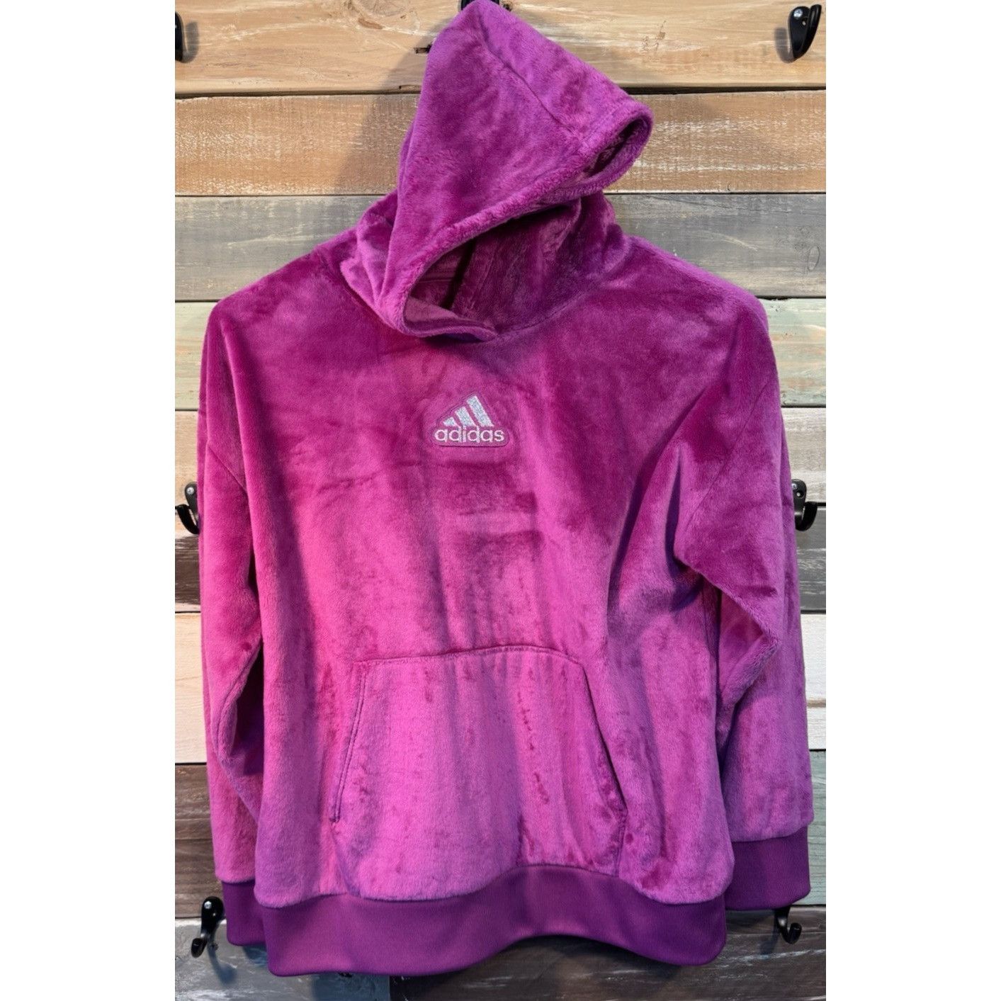 Adidas ADIDAS GIRLS PURPLE SOFT FUZZY PULLOVER HOODIE JACKET YOUTH Size L / US 10 / IT 46 - 3 Thumbnail