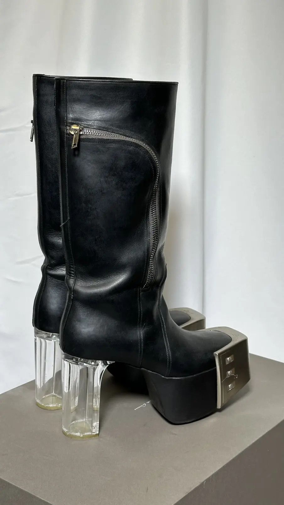 Rick Owens Rick Owens Bauhaus Platform Knee high boots kiss heel Size US 9 / EU 42 - 17 Thumbnail
