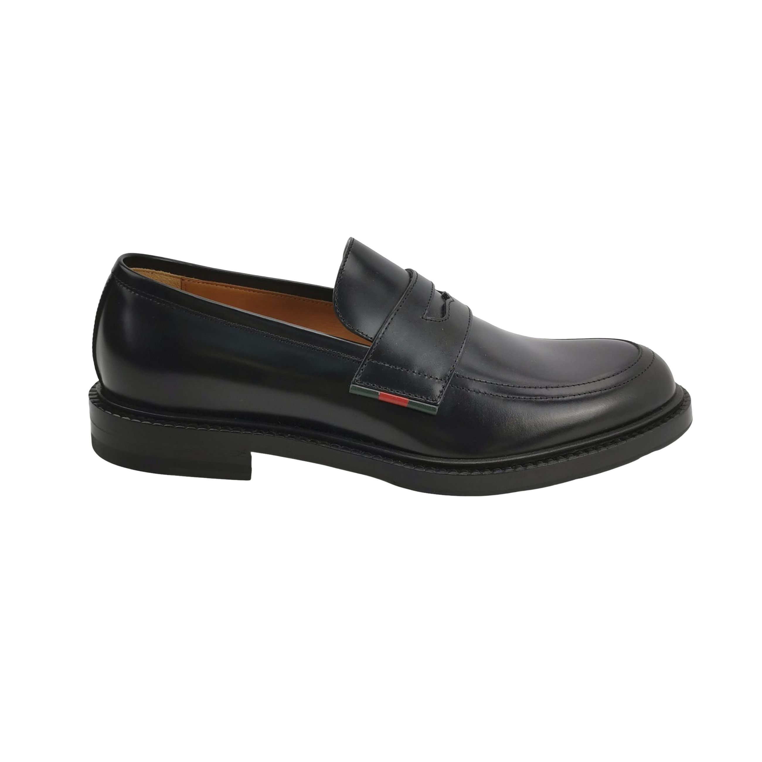 Gucci Gucci Web Trim Leather Loafers Size 7 Size US 7 / EU 40 - 1 Thumbnail