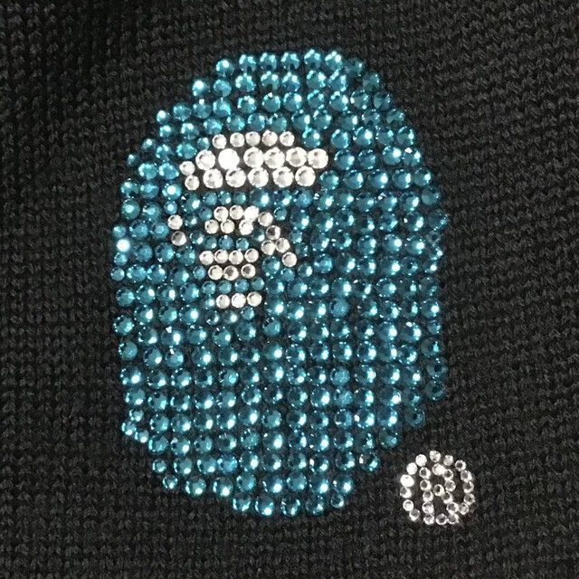 Bape × Nigo × Swarovski BAPE Swarovski APE FACE logo beanie knit cap a bathing ape Size ONE SIZE - 2 Thumbnail