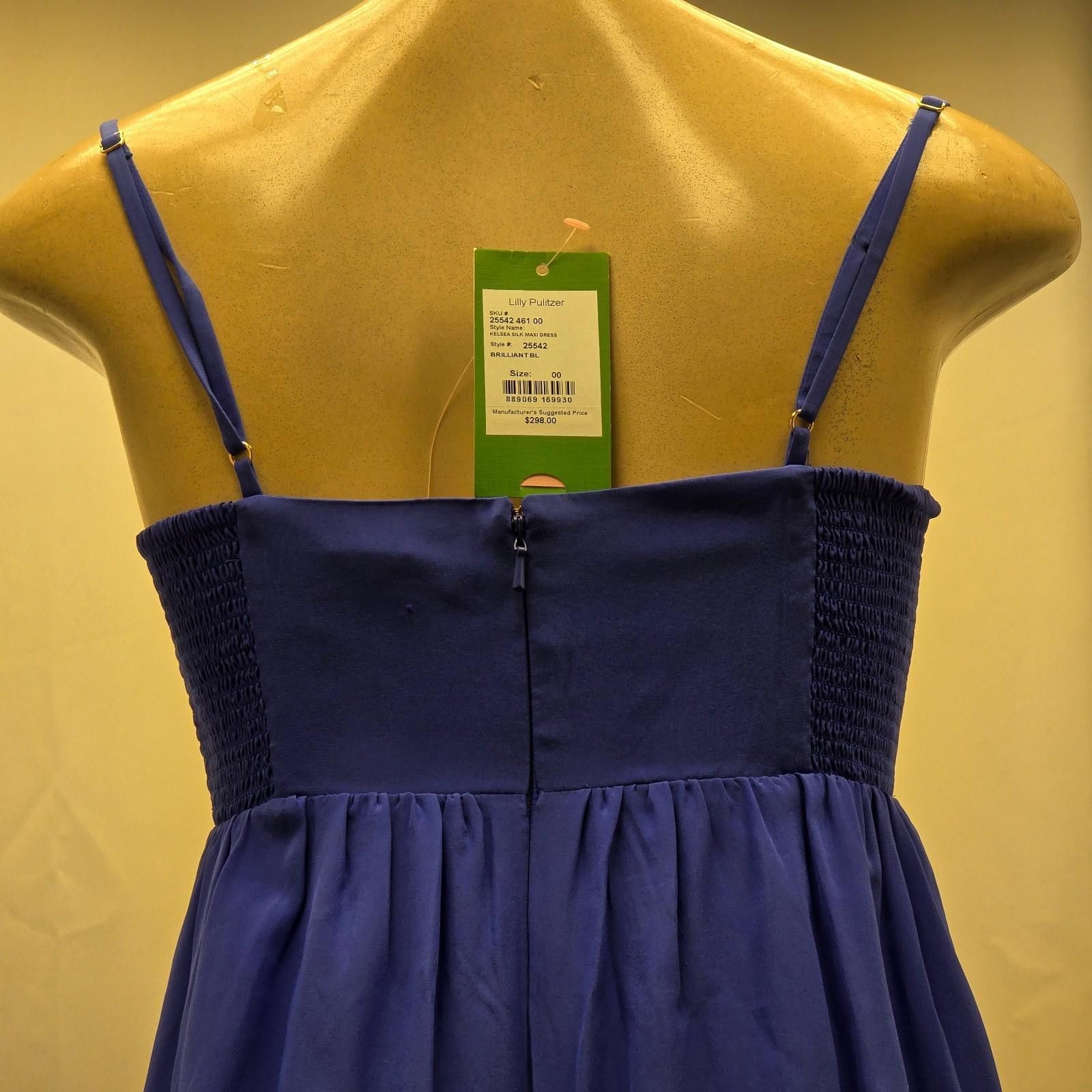 Other NWT Lilly Pulitzer Silk Maxi Dress Blue Gold Size 00 Formal Size XXS / US 00 / IT 34 - 5 Thumbnail