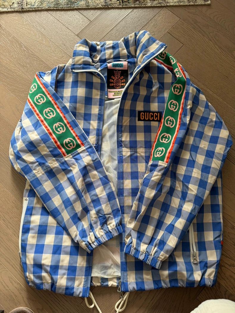 Gucci Plid stand-up collar retro school uniform jacket 2503