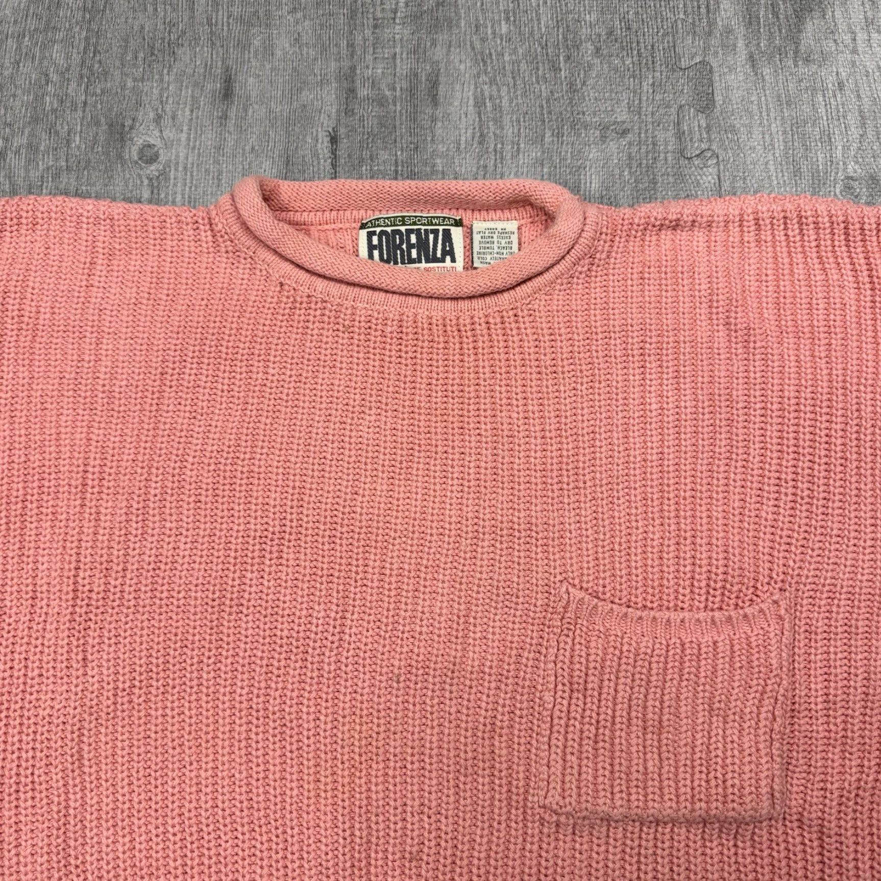 Etro VINTAGE Forenza 90s Pink Chunky Knit Sweater Women’s L Crew Neck Oversized Cable-Knit Preppy Size L / US 10 / IT 46 - 2 Thumbnail