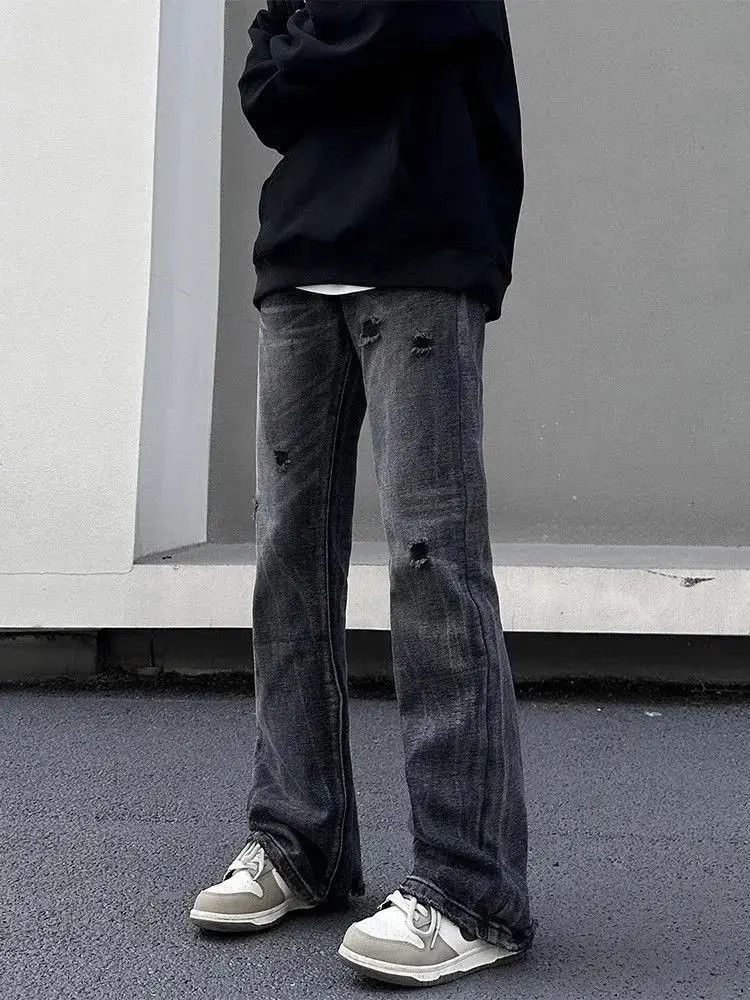 Japanese Brand Loose straight washed distressed jeans Size US 32 / EU 48 - 3 Thumbnail