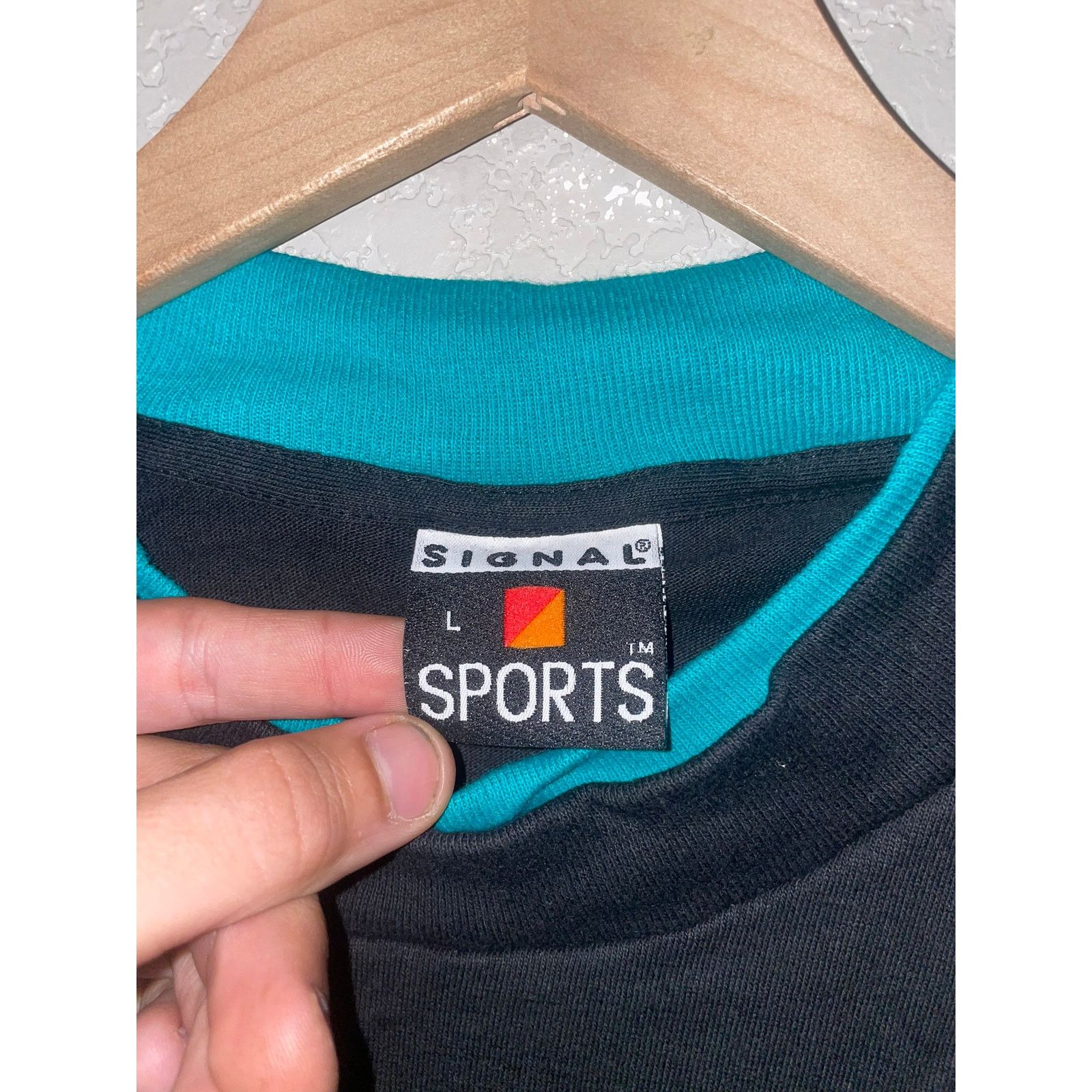 Vintage 90s Signal Sport Black Teal Double Collared Blank Shirt L Size US L / EU 52-54 / 3 - 5 Thumbnail